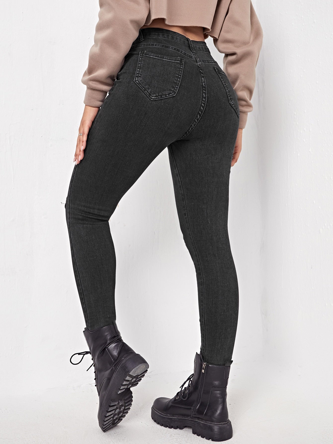 Blugi dama, Talie Inalta, Cu Rupturi, Croiala Skinny