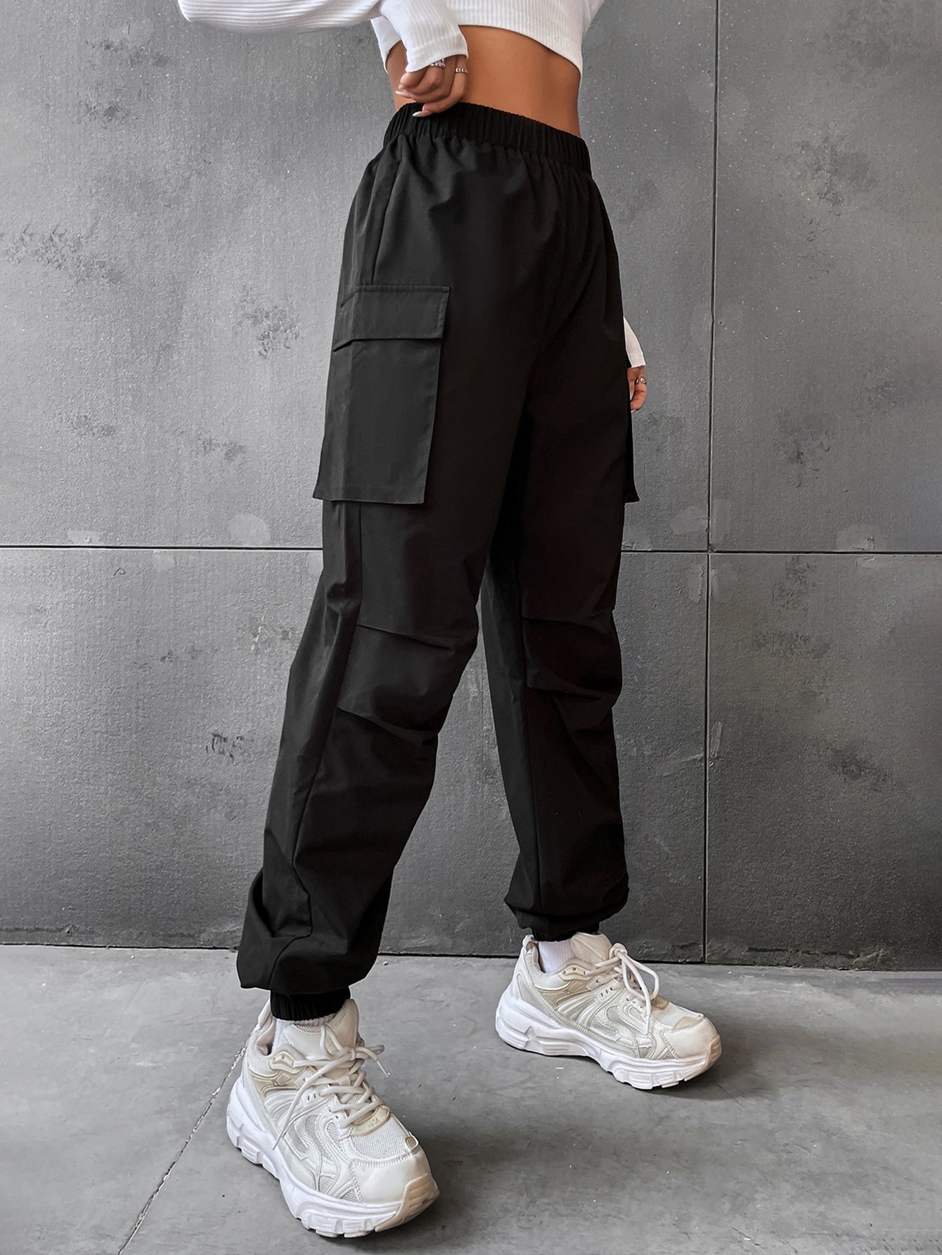 Pantaloni Cargo Dama, Talie Inalta Elastica