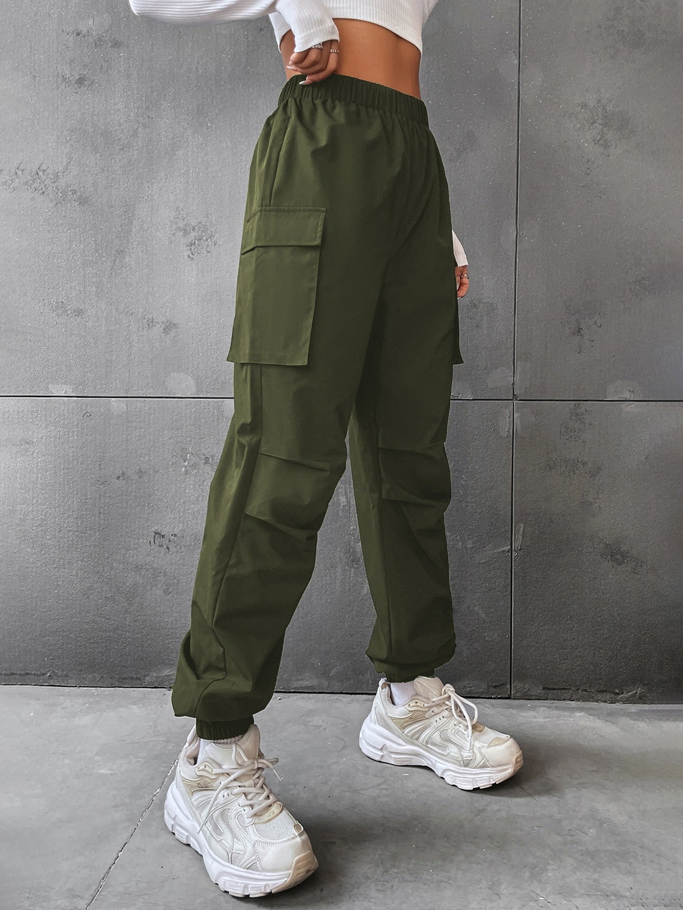 Pantaloni Cargo Dama, Talie Inalta Elastica