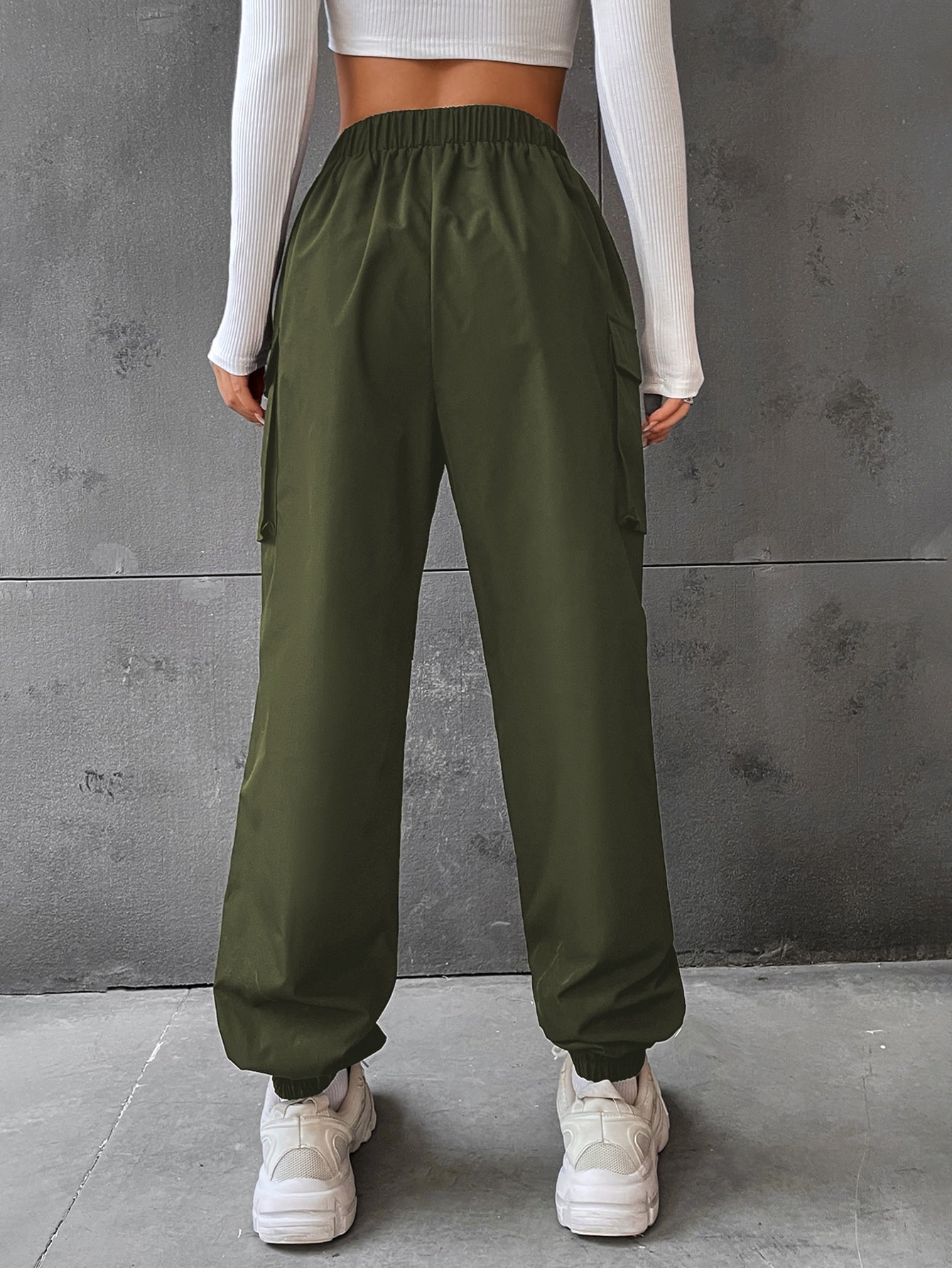 Pantaloni Cargo Dama, Talie Inalta Elastica