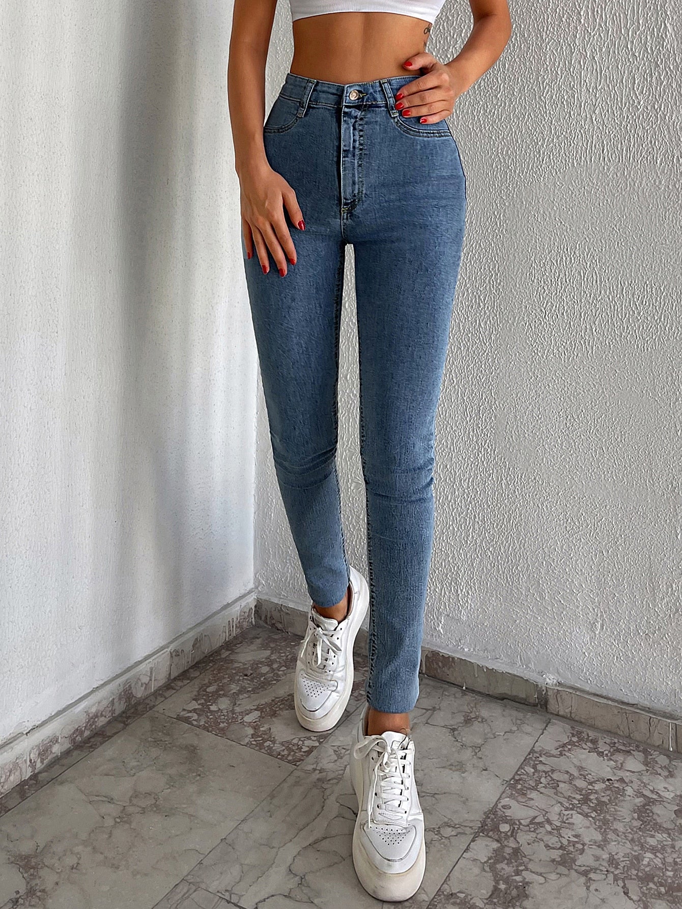 Blugi Dama Talie Inalta Croiala Skinny