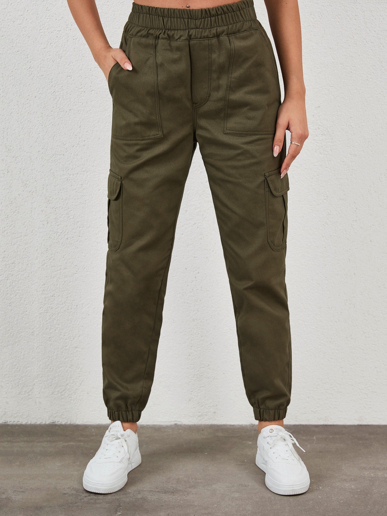 Pantaloni Cargo Dama, Talie Inalta & Elastica