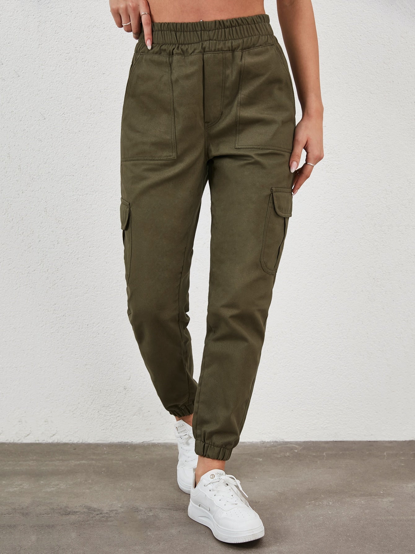 Pantaloni Cargo Dama, Talie Inalta & Elastica