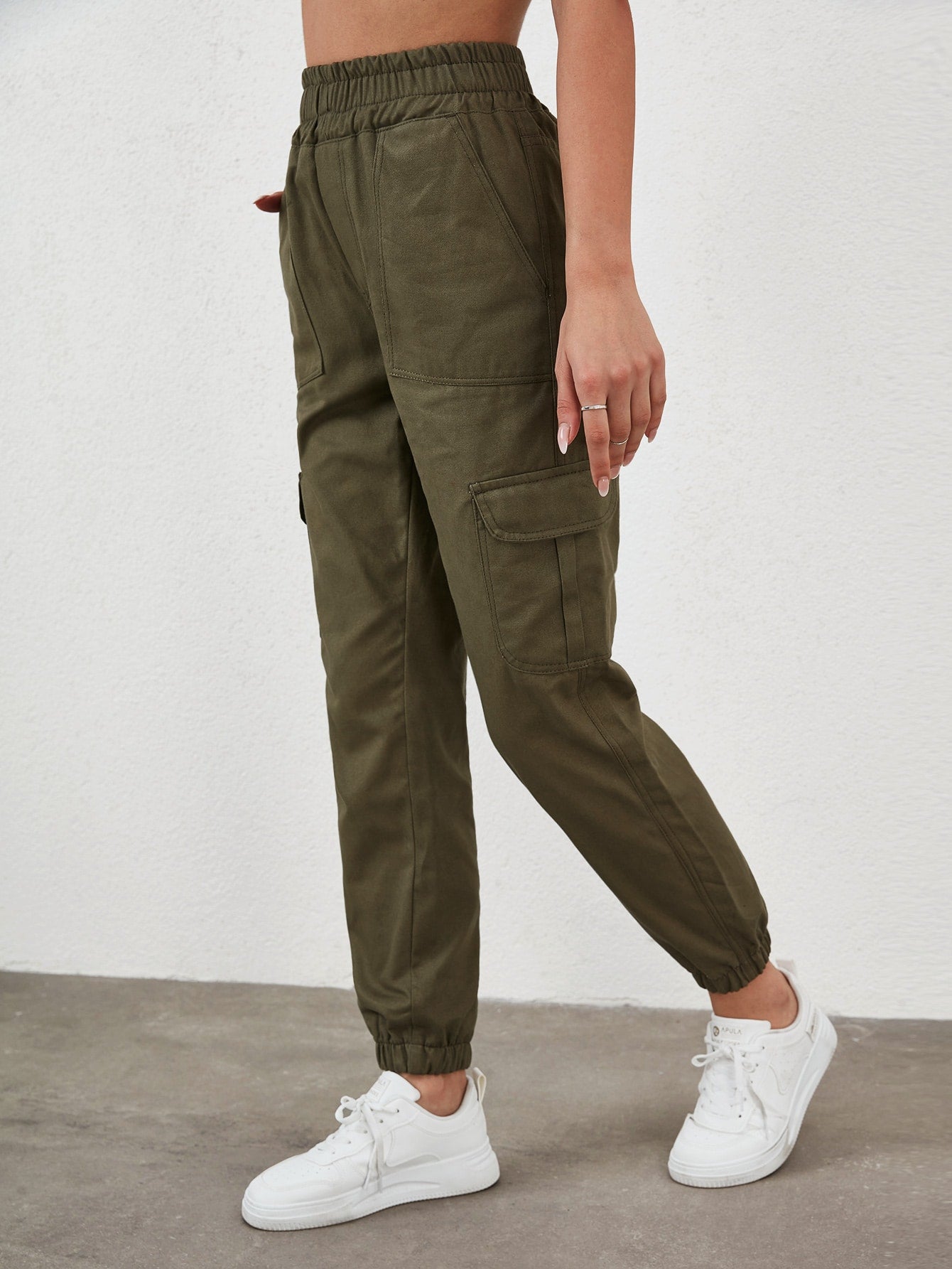 Pantaloni Cargo Dama, Talie Inalta & Elastica