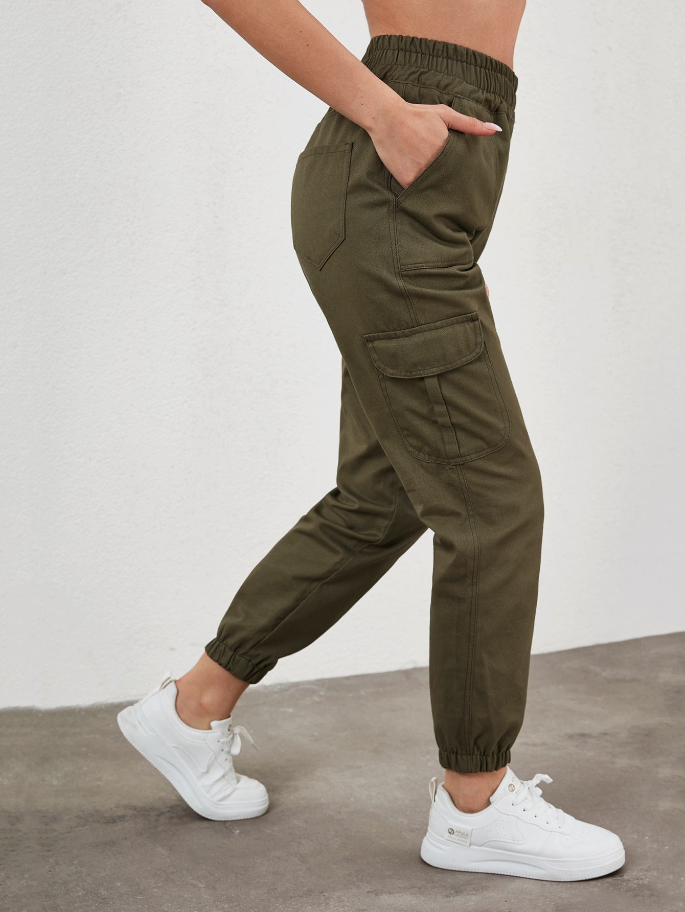 Pantaloni Cargo Dama, Talie Inalta & Elastica
