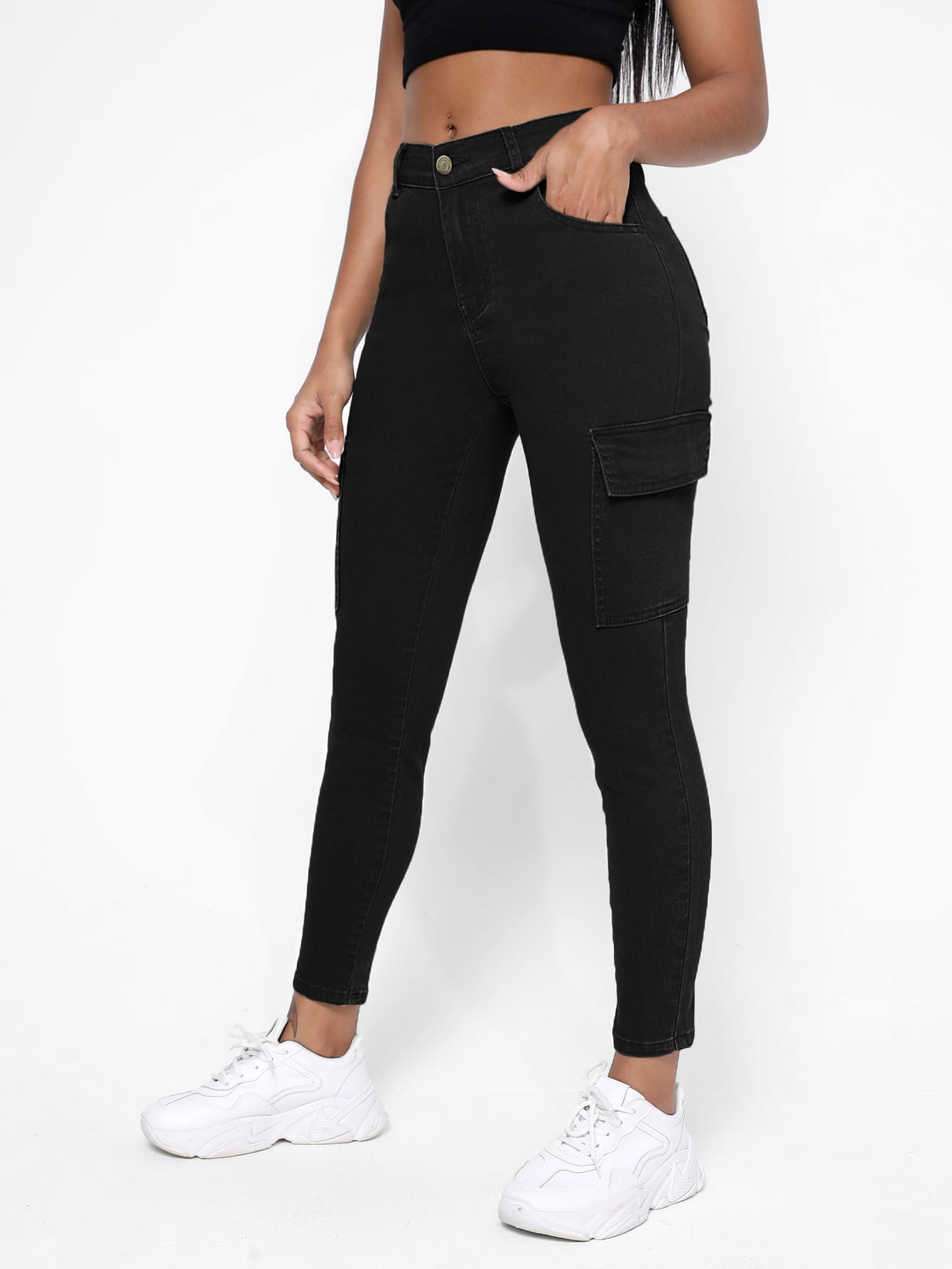 Blugi Cargo, Skinny Fit, Talie Mijlocie