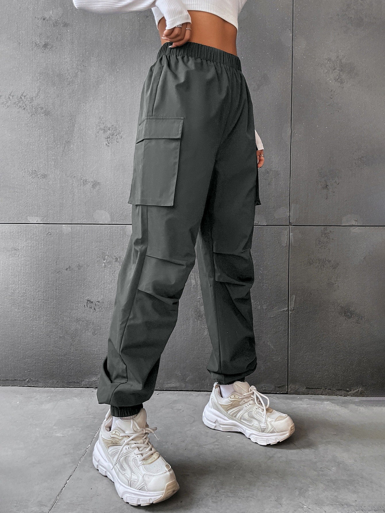 Pantaloni Cargo Dama, Talie Inalta Elastica