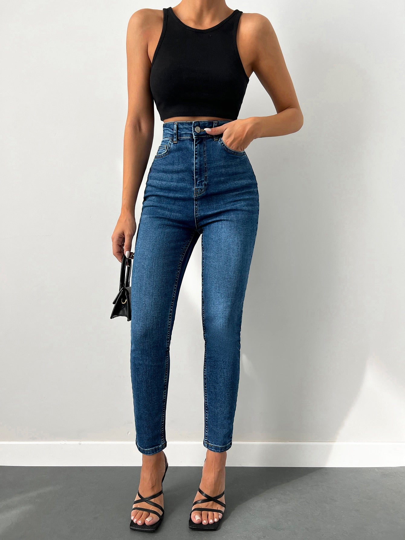 Blugi Dama, Croiala Slim Fit, Talie Super Inalta