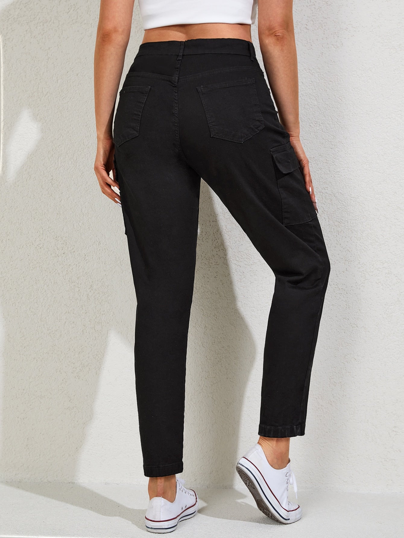 Blugi Cargo, PLUS SIZE, Slim Fit, Talie Inalta