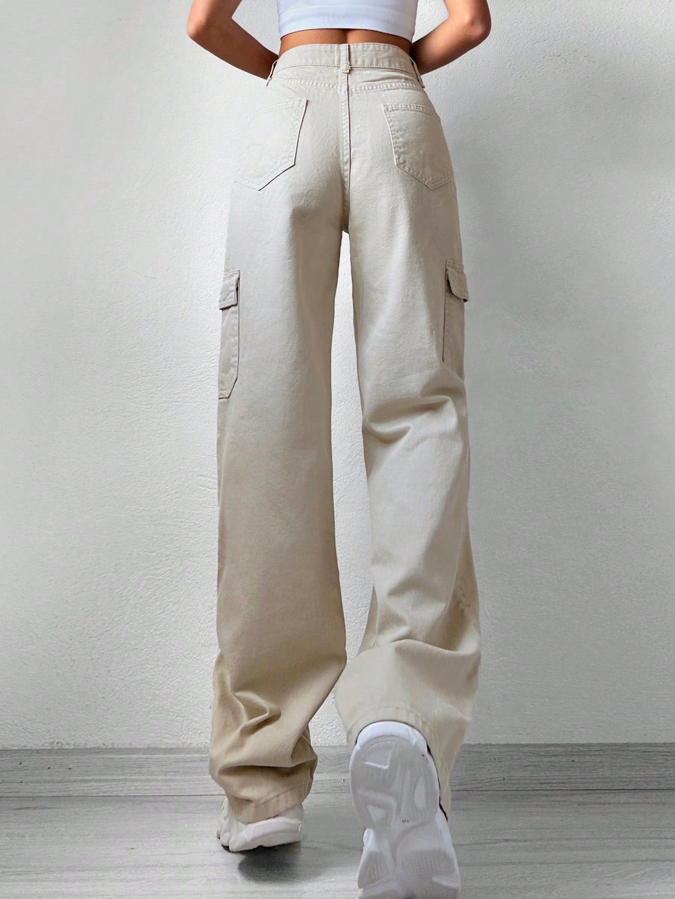 Pantaloni Cargo Dama, Cu Talie Inalta & Croiala Dreapta