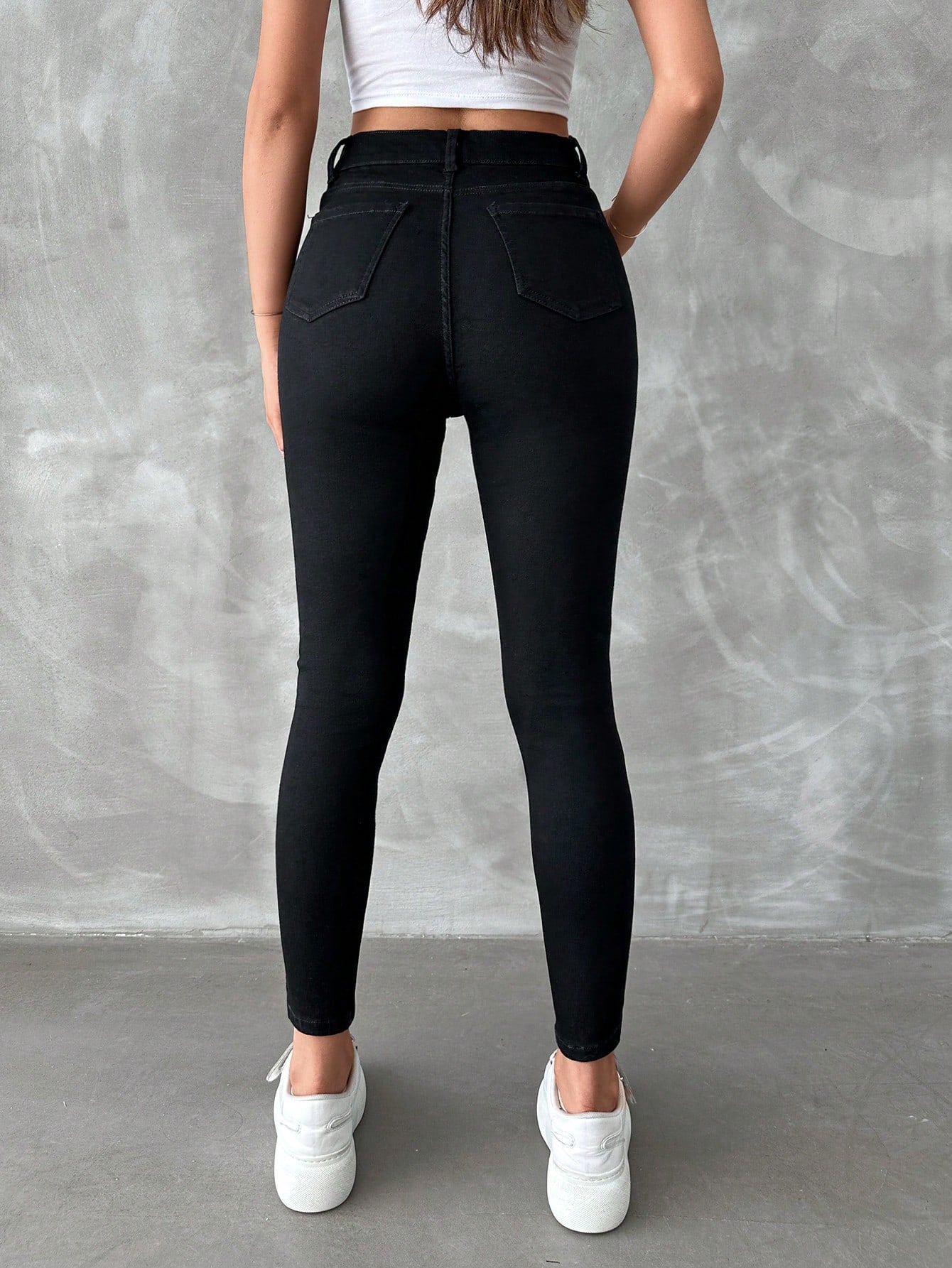 Blugi Dama, Croiala Inalta, Slim-Fit, Cu Rupturi