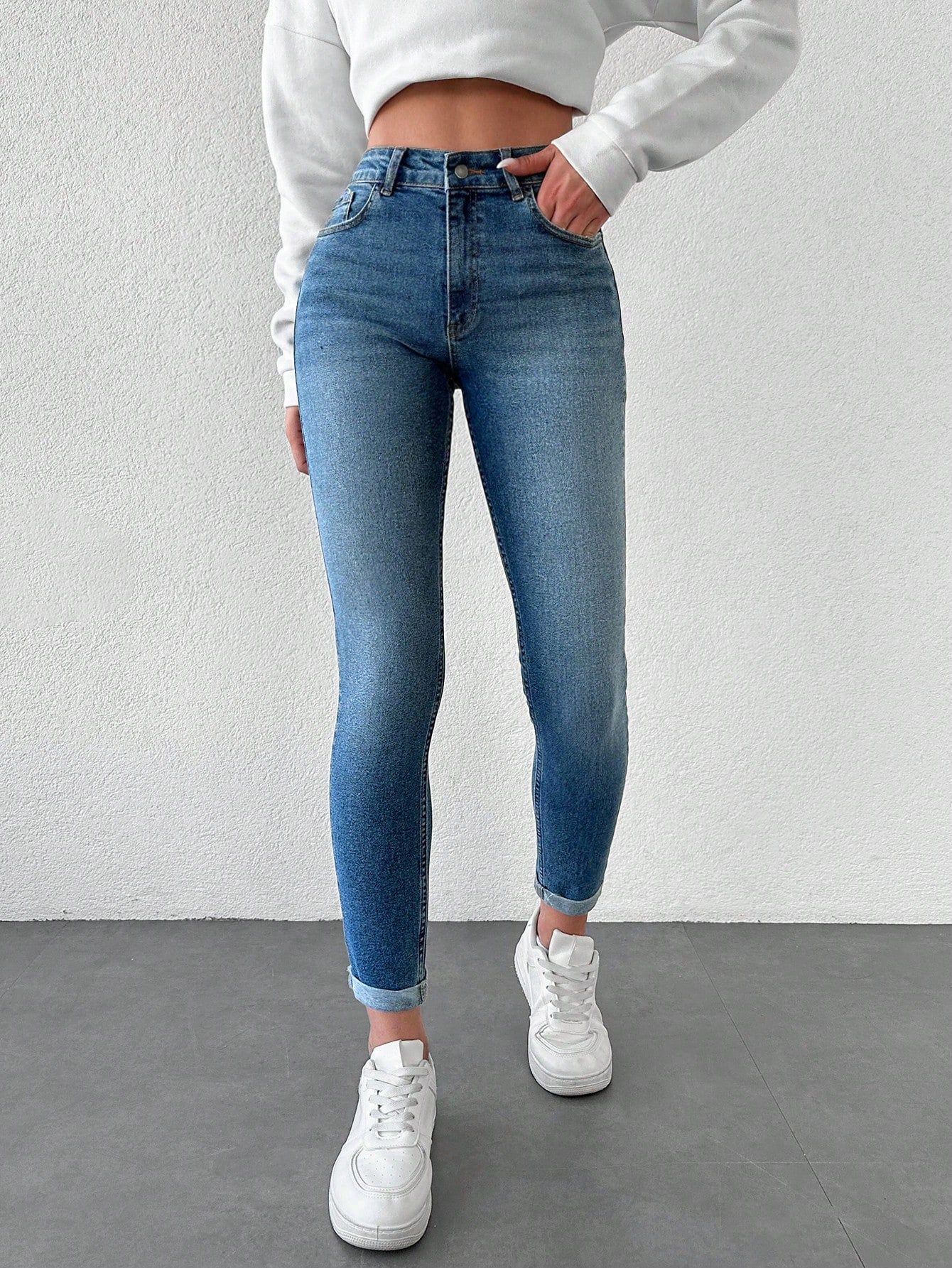 Blugi dama, Talie Inalta, Croiala Slim-Fit