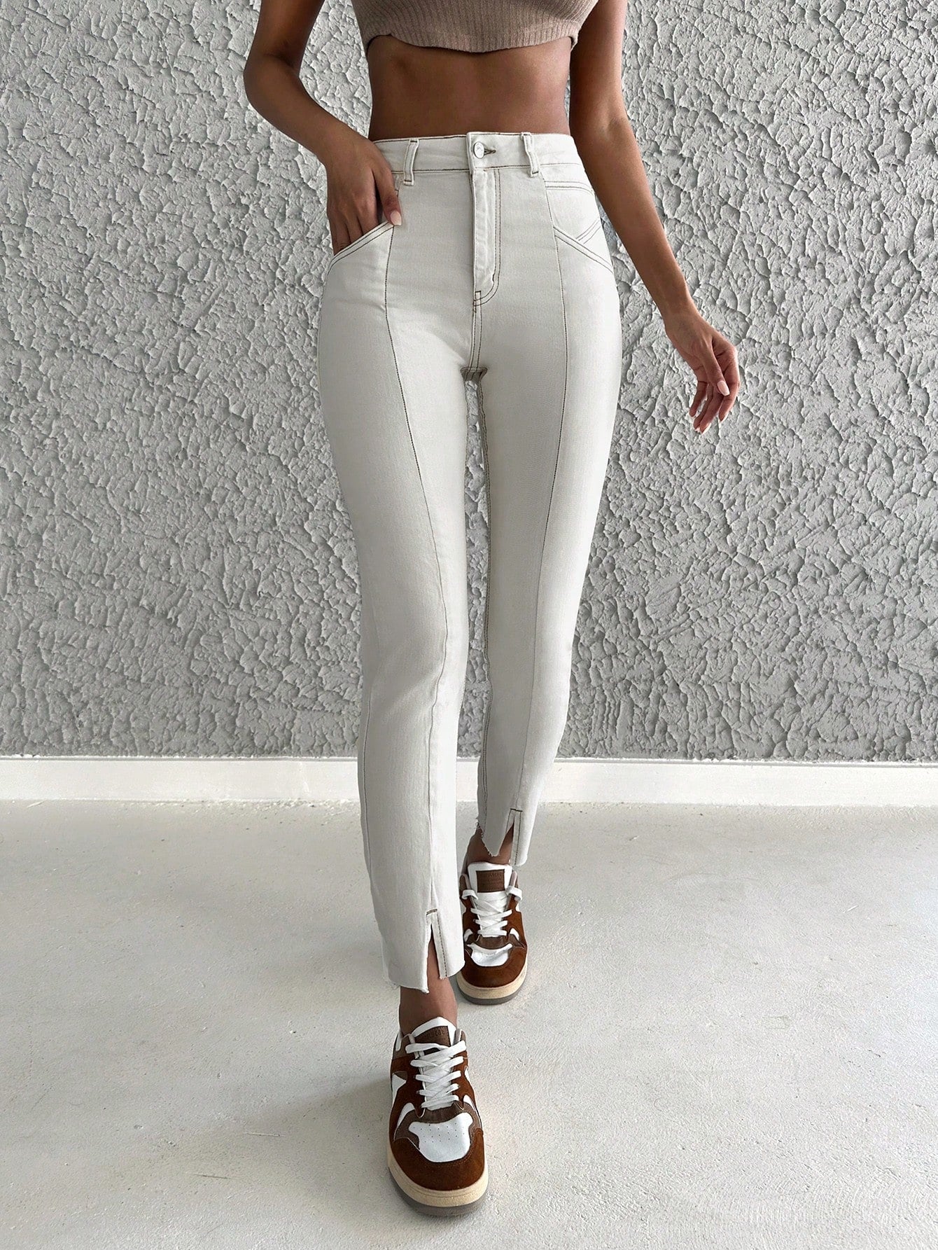 Blugi Dama, Croiala Skinny, Cu Tiv Despicat