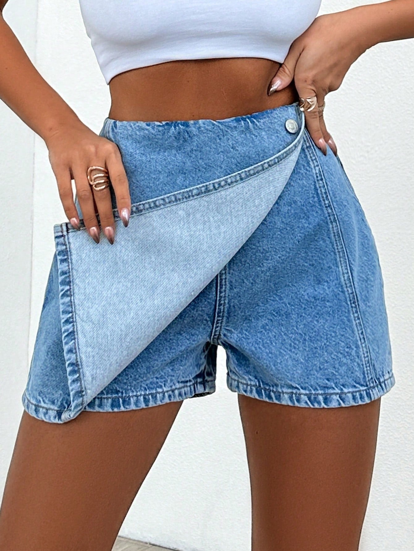 Blugi Dama, Tip Skort, Talie Inalta, Croiala Slim Fit