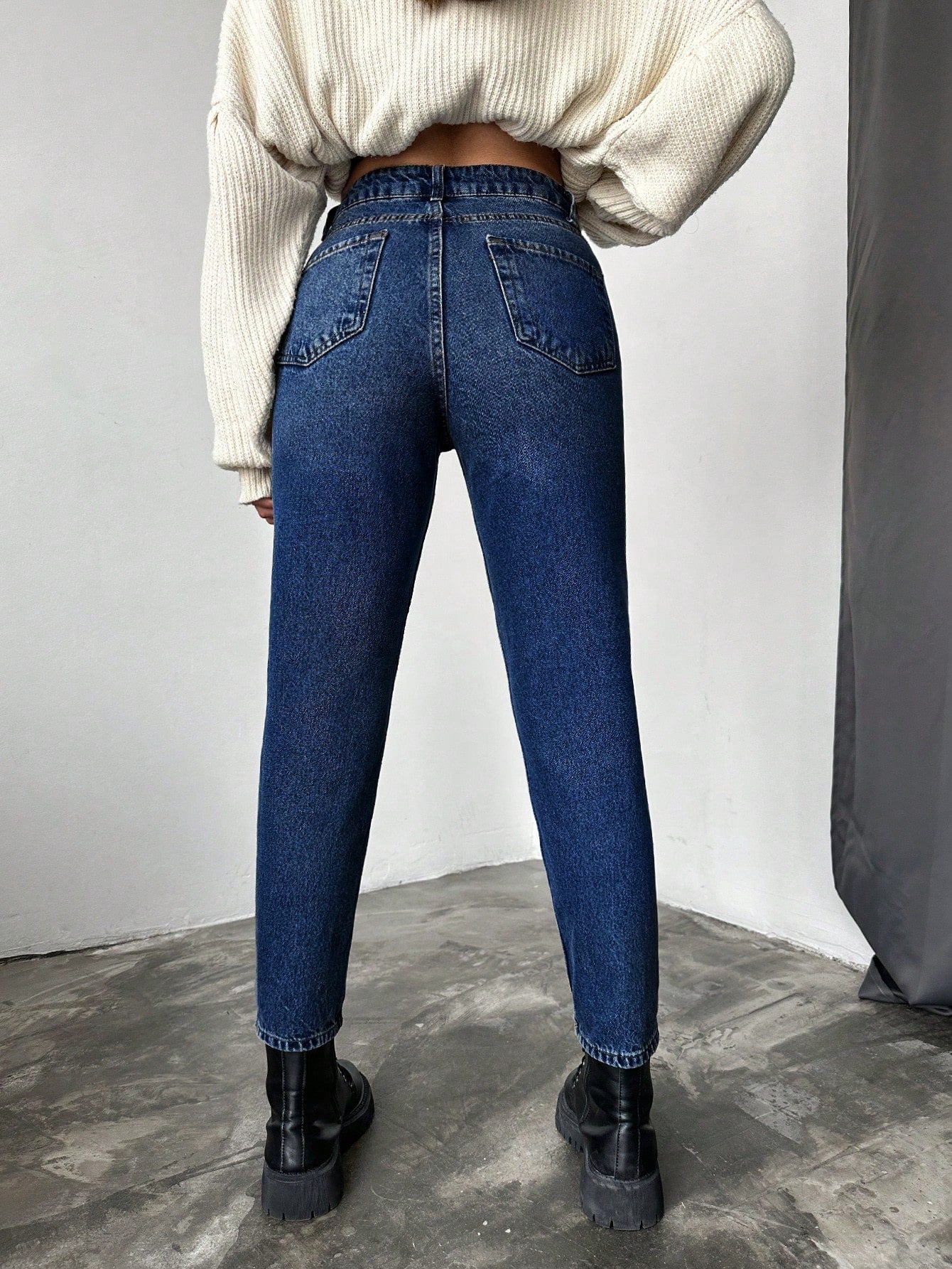 Blugi dama, Cropped, Talie Inalta, Croiala Slim-Fit