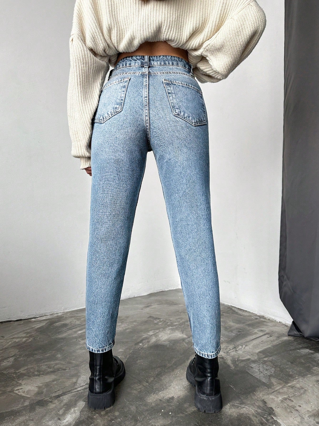Blugi dama, Cropped, Talie Inalta, Croiala Slim-Fit