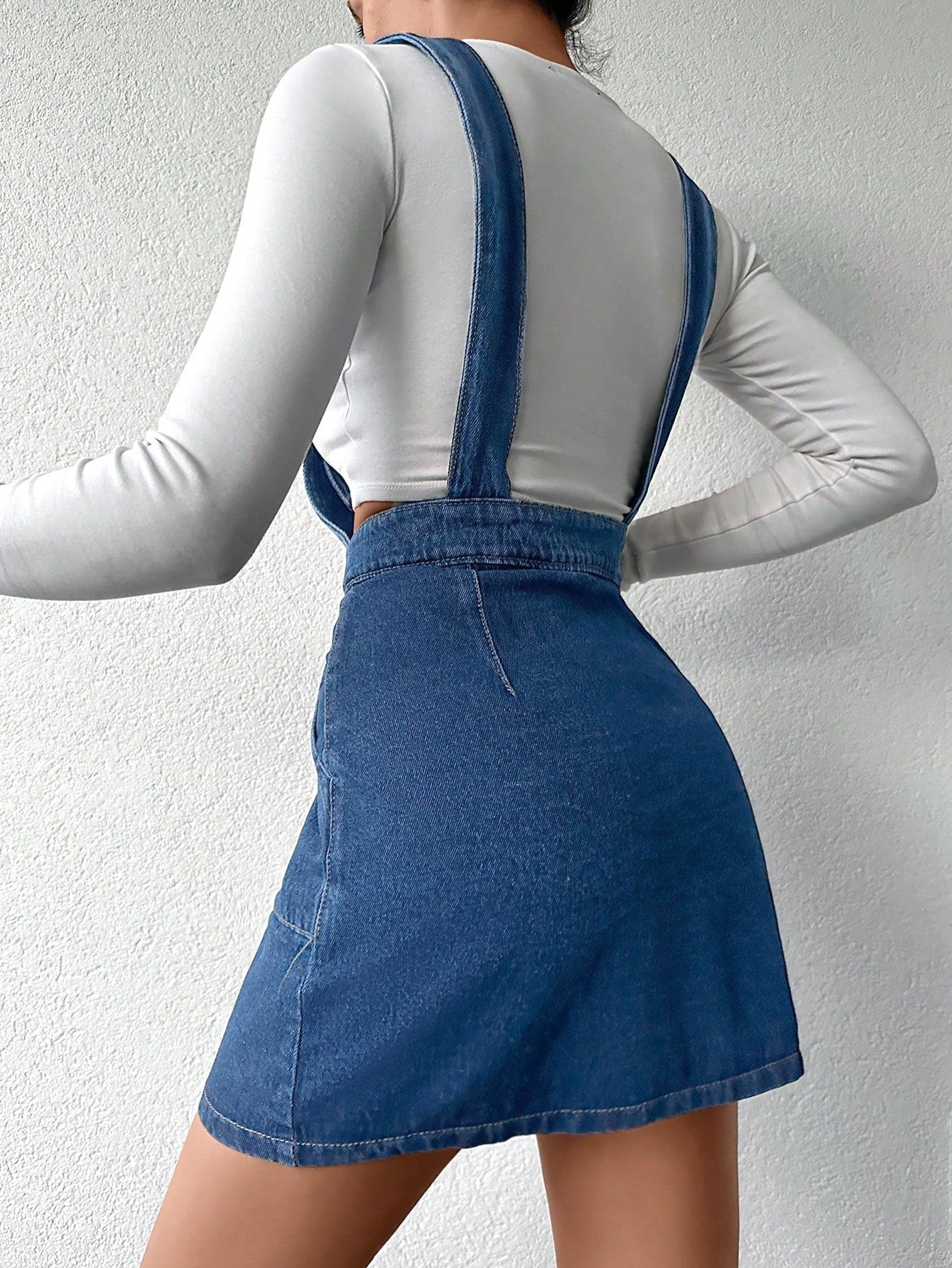 Salopeta Dama, Rochie Scurta, Cu Bretele, Croiala Lejera