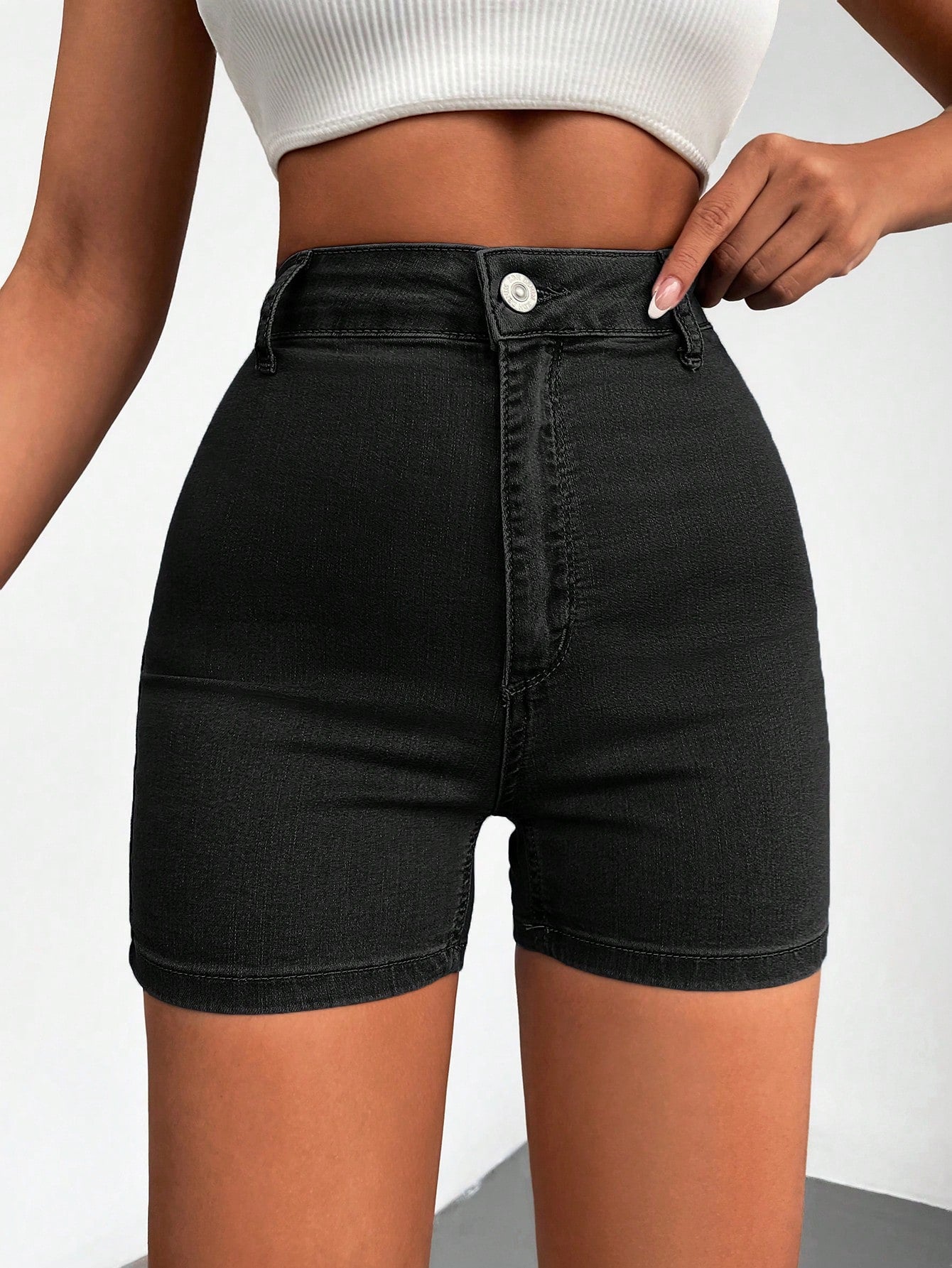 Blugi Dama, Scurti, Croiala Slim-Fit & Talie Inalta