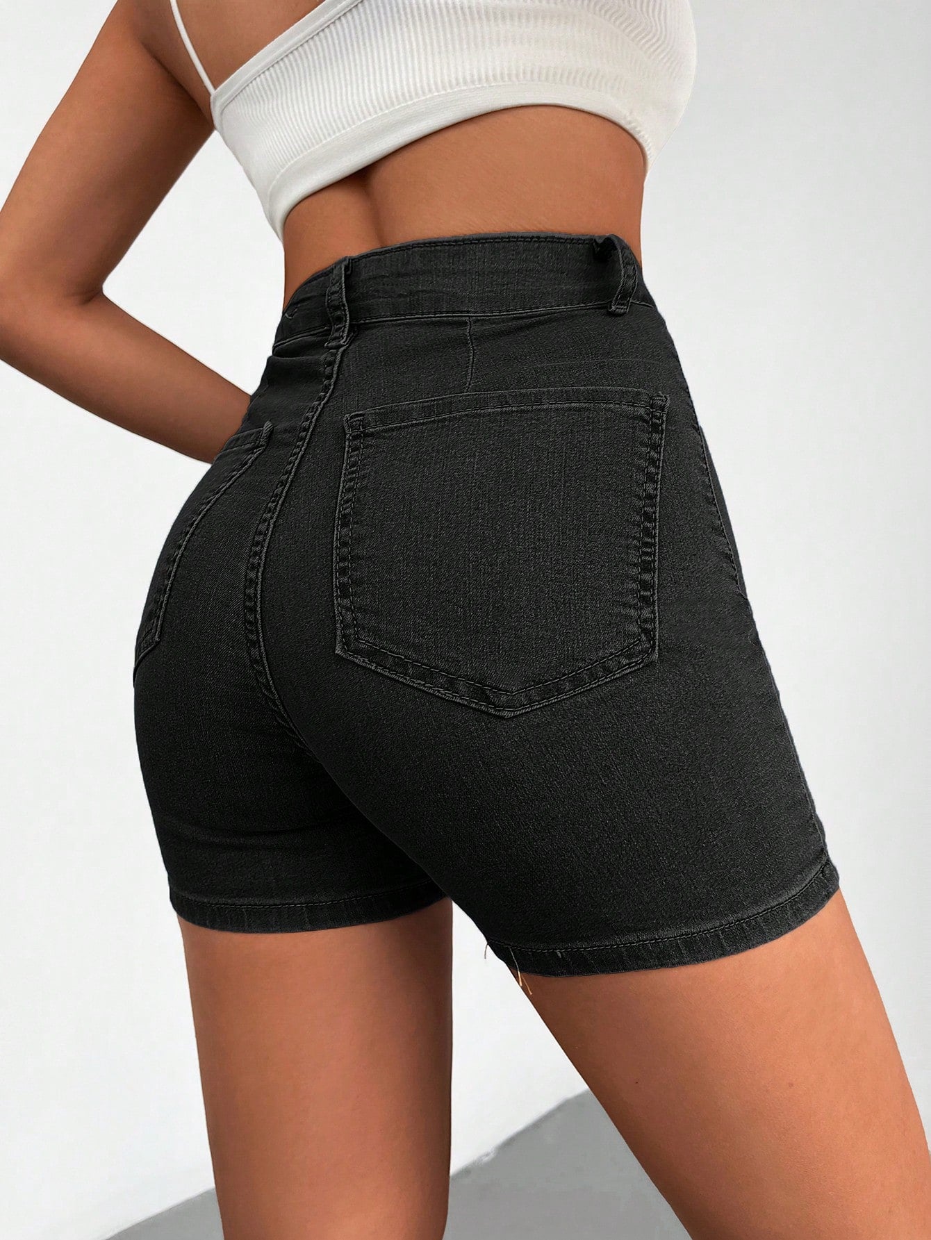 Blugi Dama, Scurti, Croiala Slim-Fit & Talie Inalta