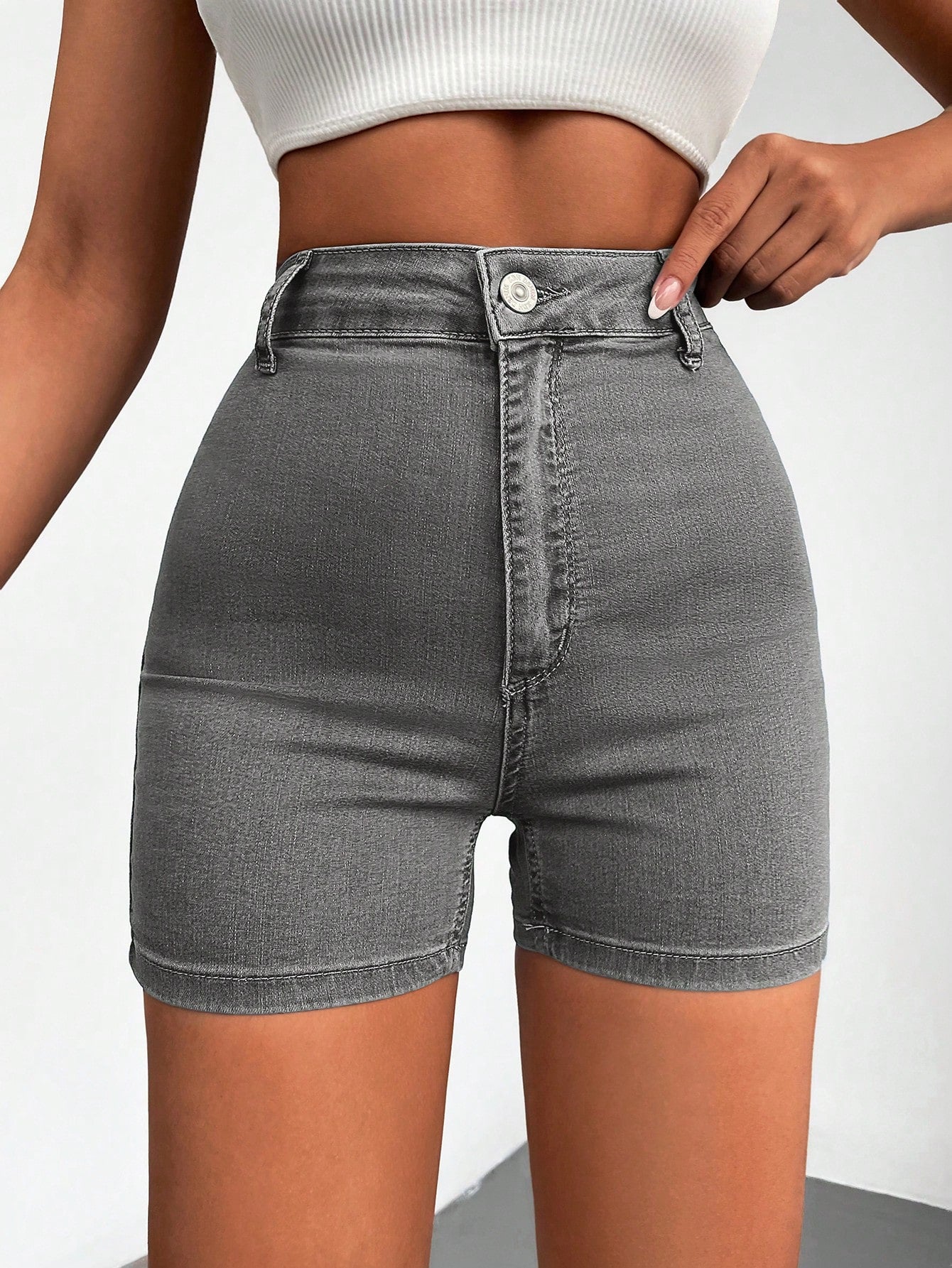 Blugi Dama, Scurti, Croiala Slim-Fit & Talie Inalta