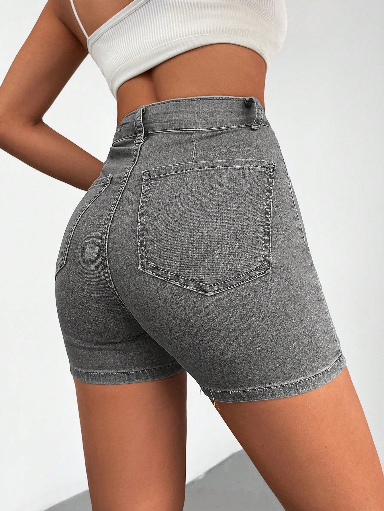 Blugi Dama, Scurti, Croiala Slim-Fit & Talie Inalta
