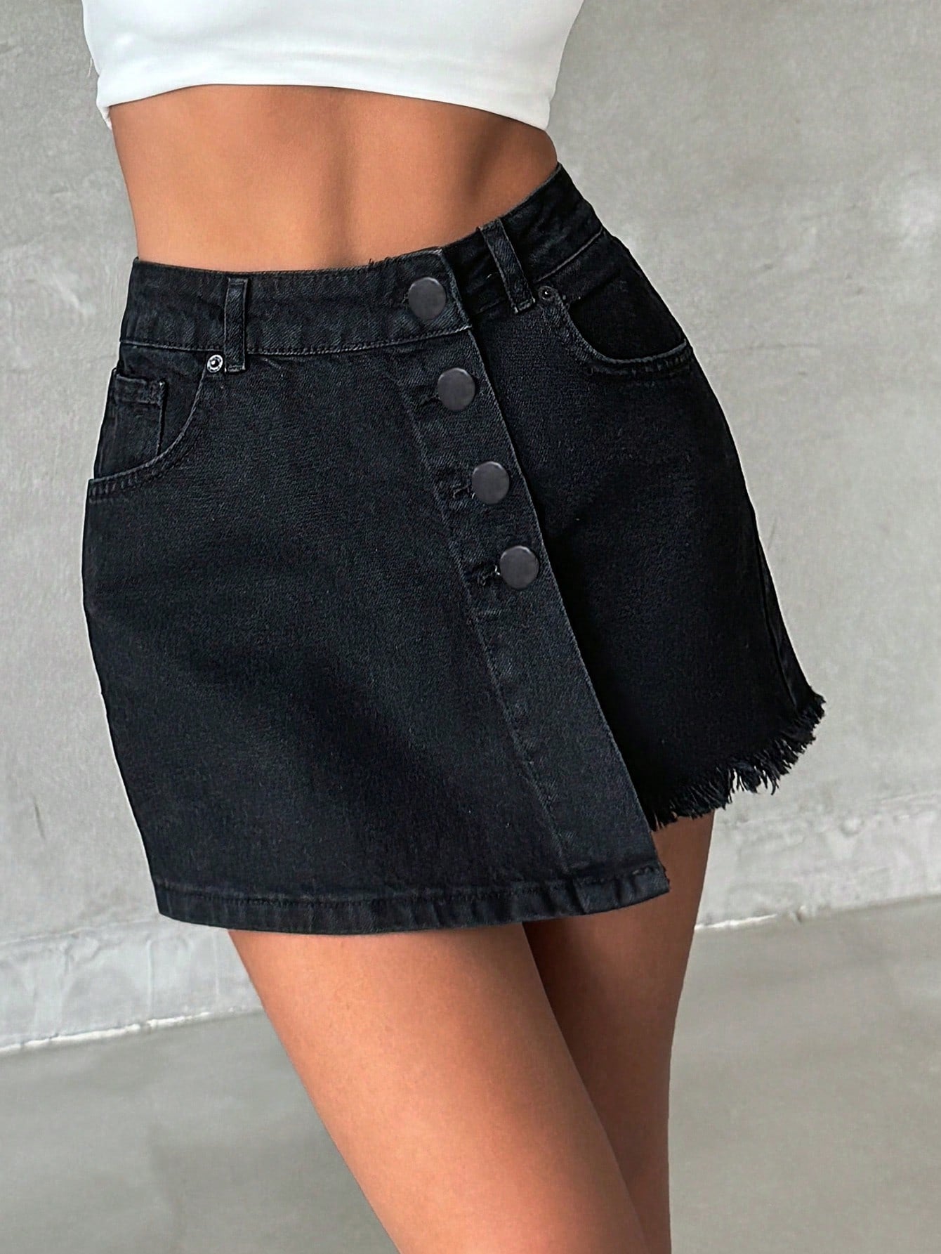 Blugi Dama, Tip Skort, Talie Inalta, Croiala Slim Fit