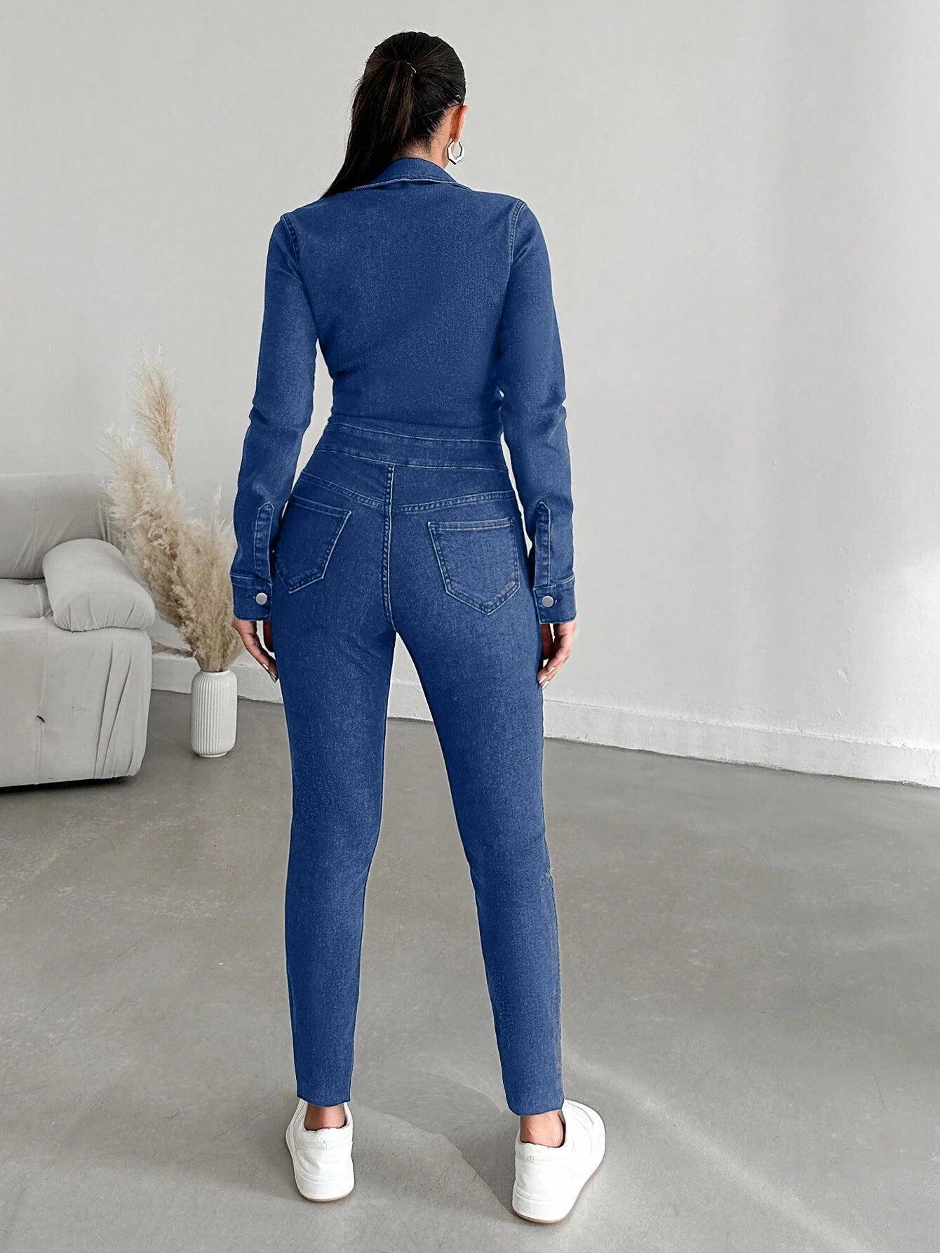 Salopeta Dama, Croiala Slim Fit, Cu Maneca Lunga Si fermoar