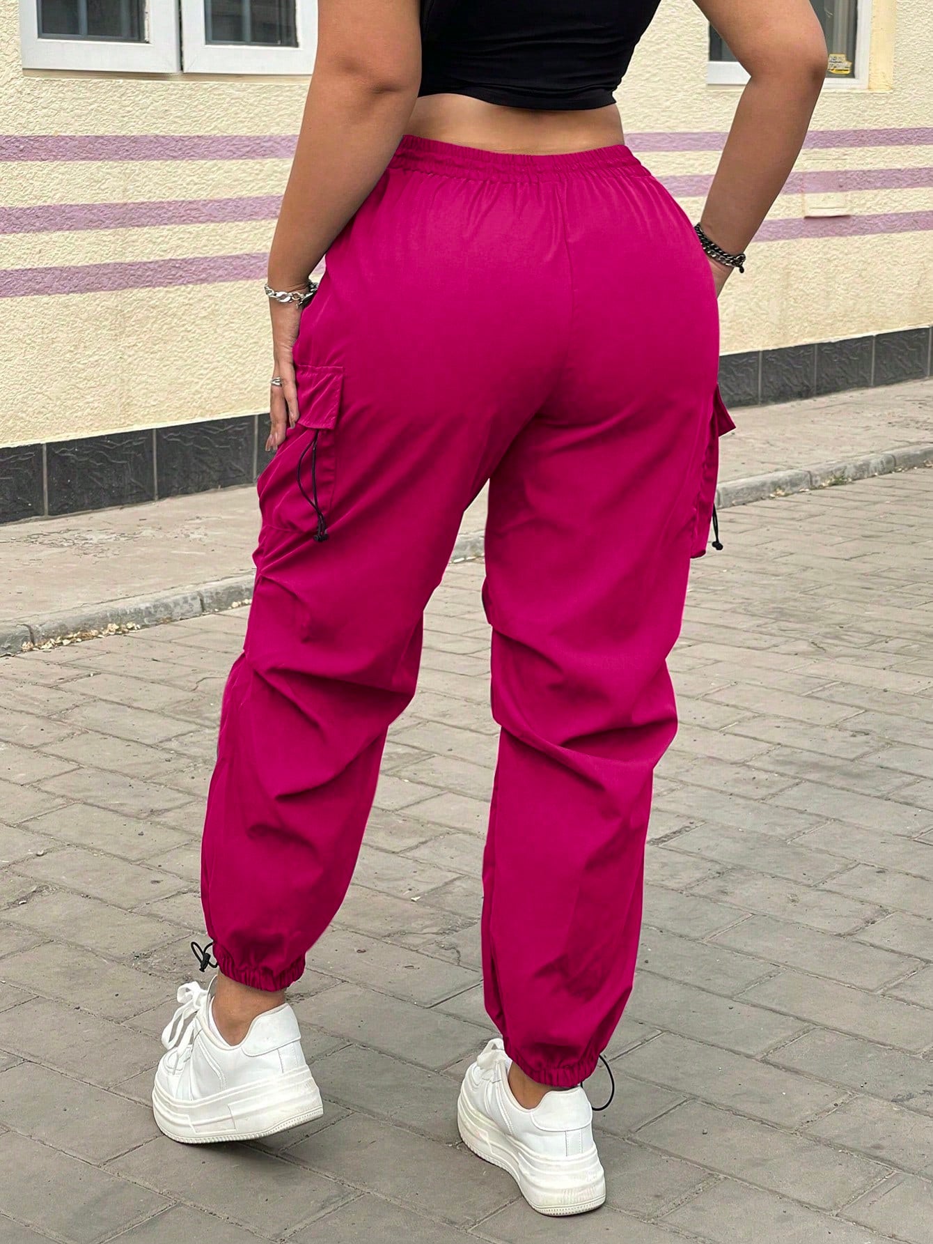 Pantaloni Cargo, PLUS SIZE, Slim Fit, Talie Inalta
