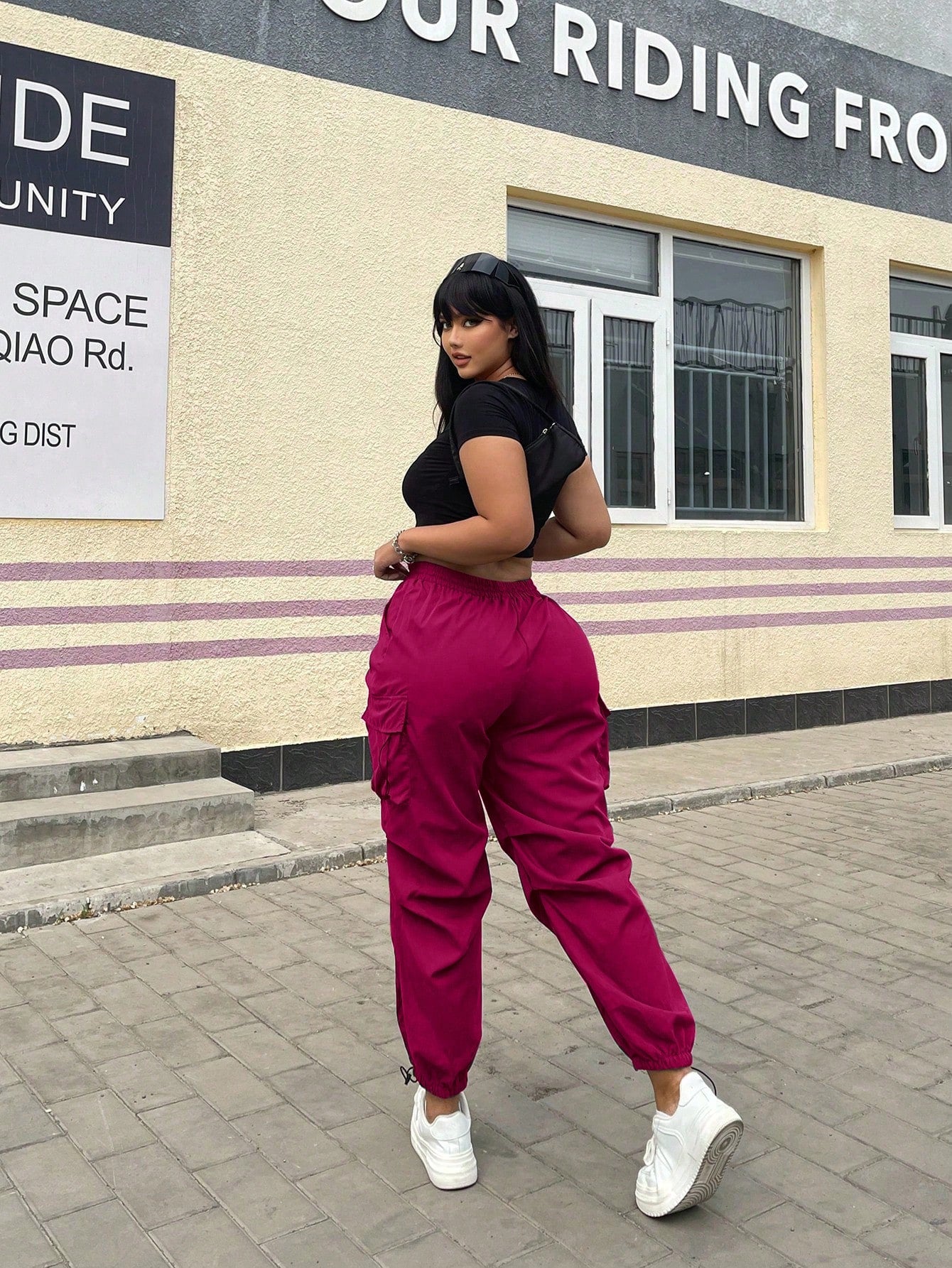 Pantaloni Cargo, PLUS SIZE, Slim Fit, Talie Inalta
