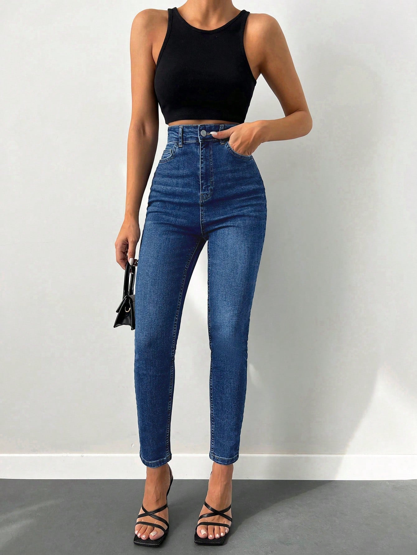 Blugi Dama, Croiala Slim Fit, Talie Super Inalta
