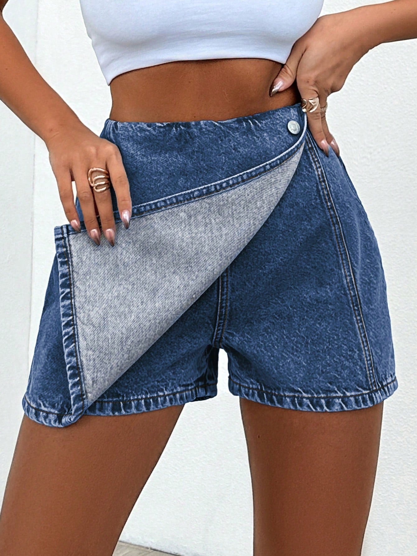 Blugi Dama, Tip Skort, Talie Inalta, Croiala Slim Fit