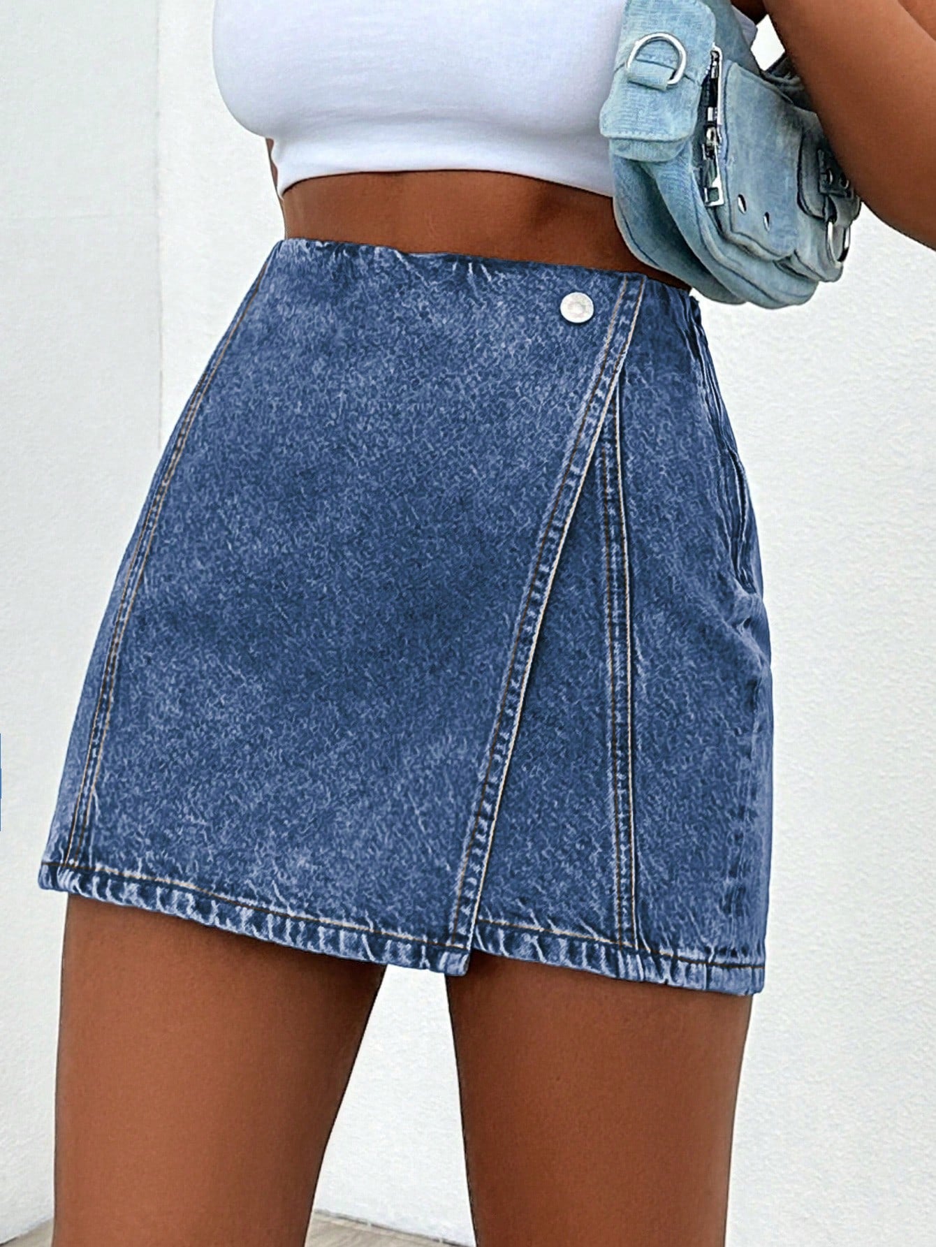 Blugi Dama, Tip Skort, Talie Inalta, Croiala Slim Fit