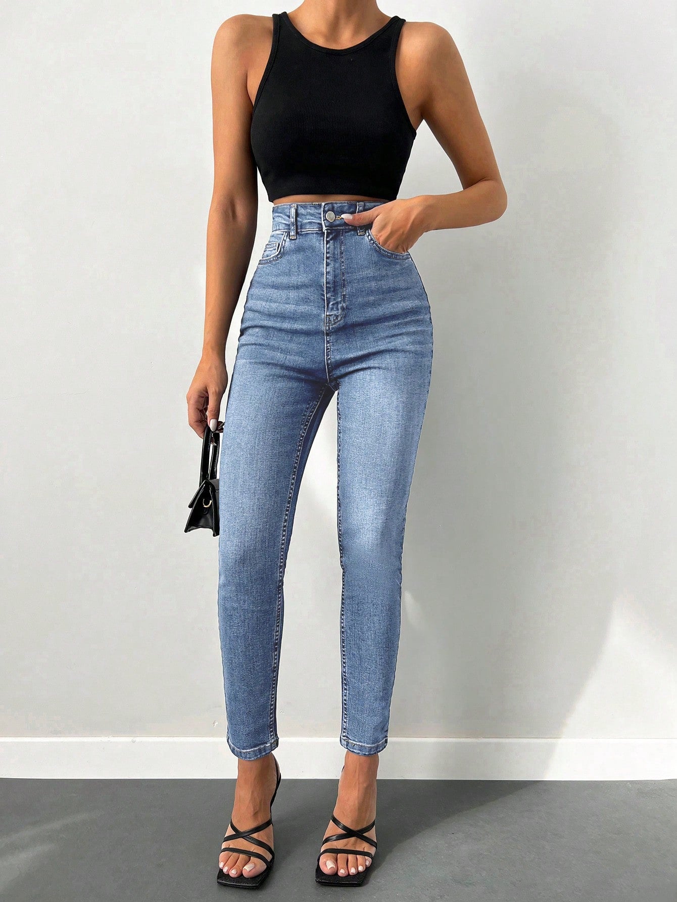Blugi Dama, Croiala Slim Fit, Talie Super Inalta