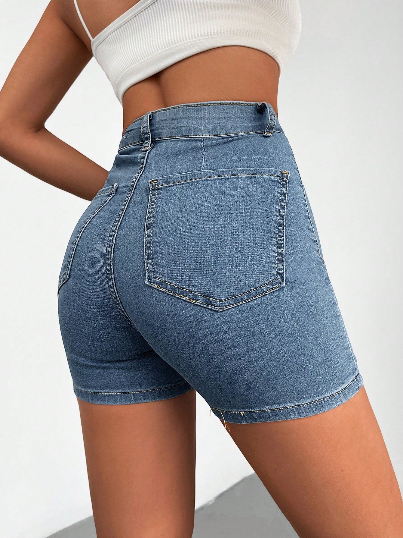 Blugi Dama, Scurti, Croiala Slim-Fit & Talie Inalta