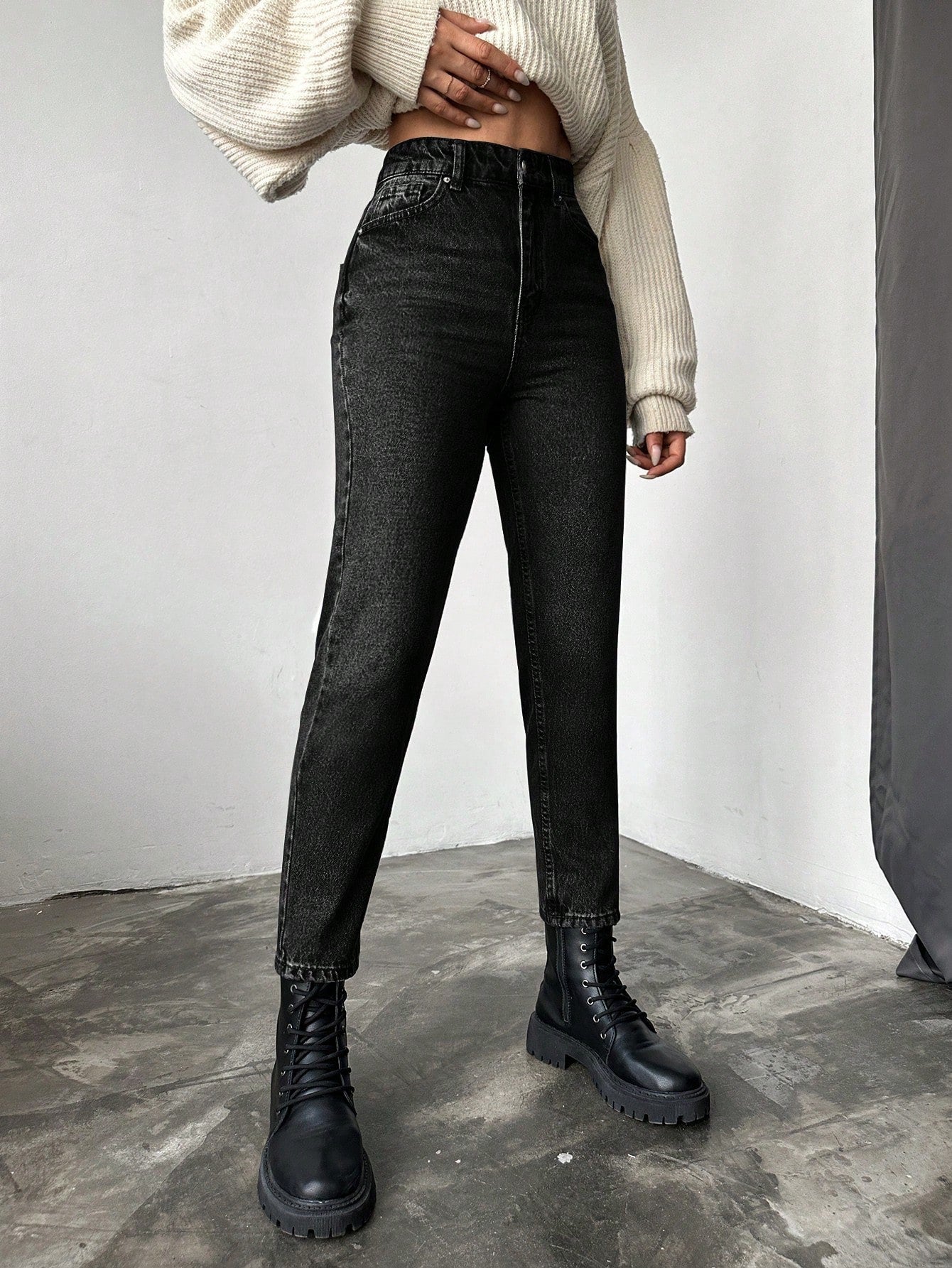 Blugi dama, Cropped, Talie Inalta, Croiala Slim-Fit