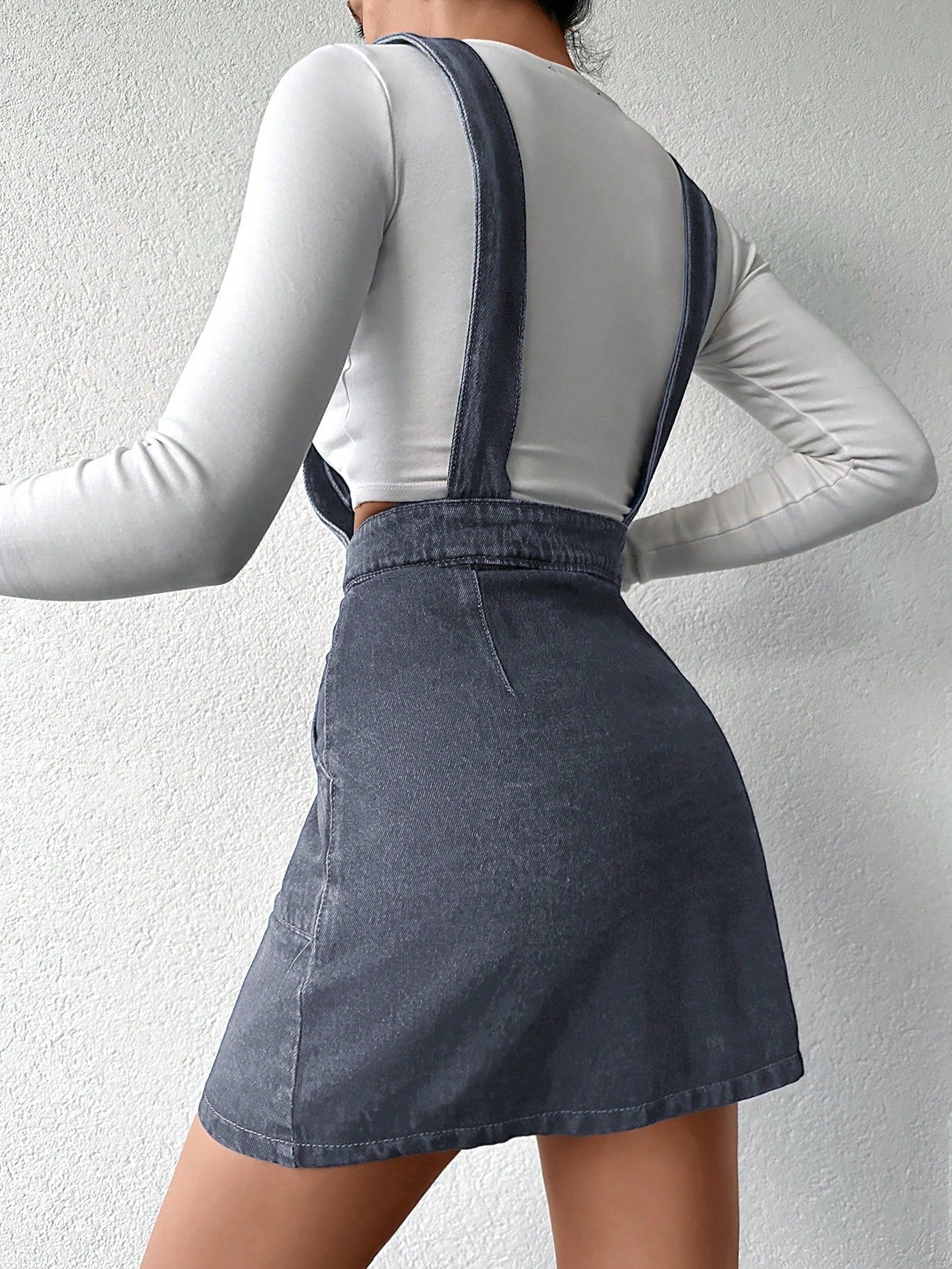 Salopeta Dama, Rochie Scurta, Cu Bretele, Croiala Lejera