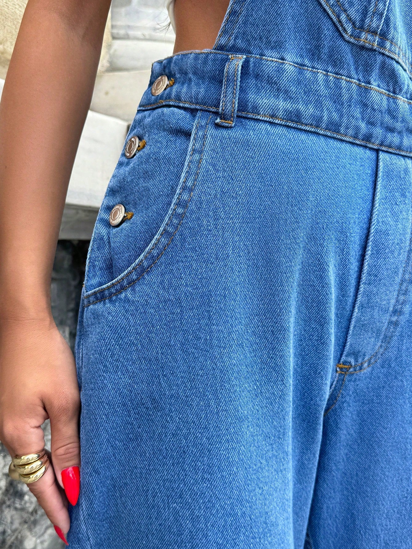 Salopeta Dama, Denim, Cu Bretele, Croiala Slim Fit
