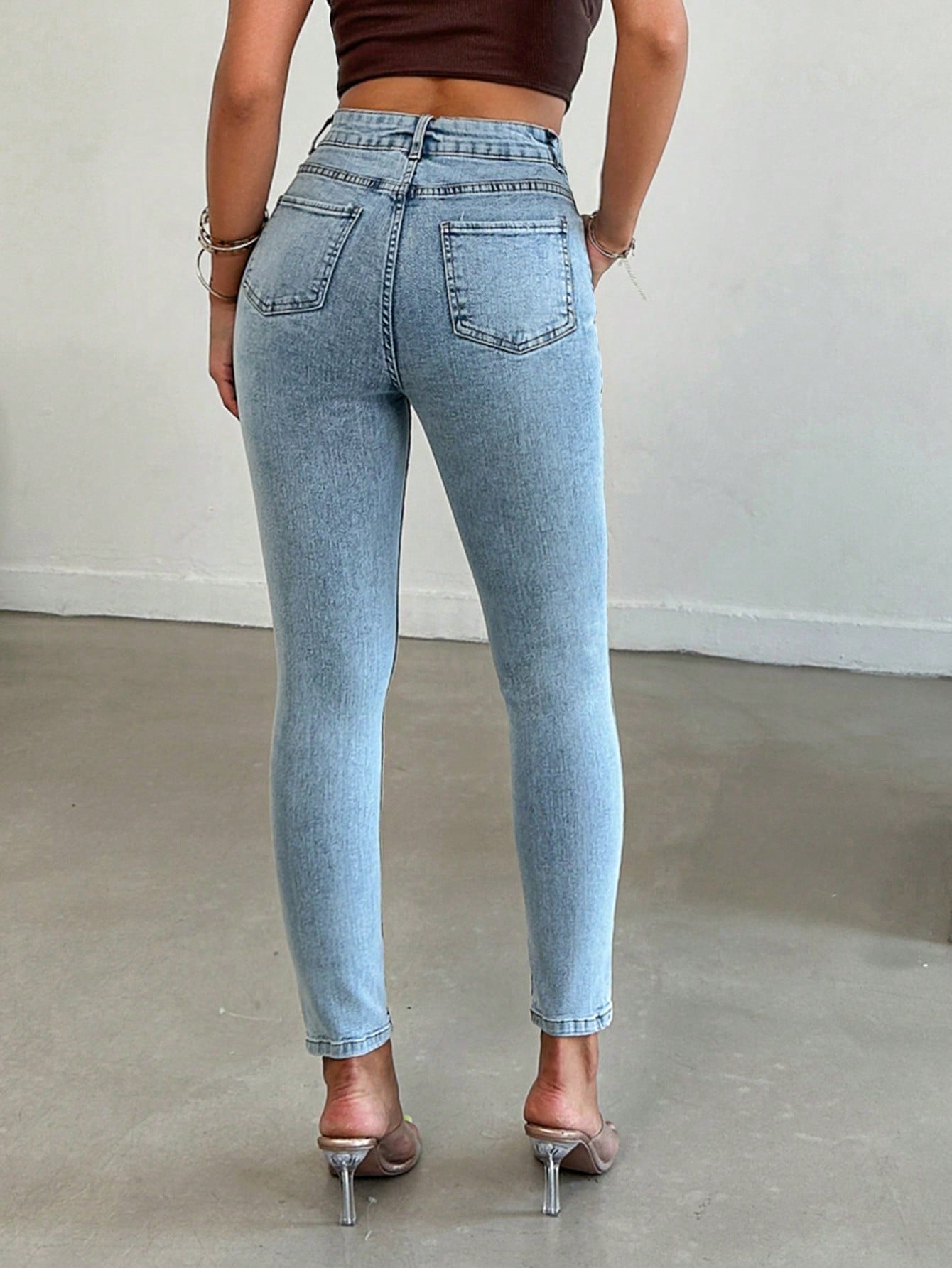 Blugi Dama, Croiala Slim Fit, Cu Rupturi Discrete