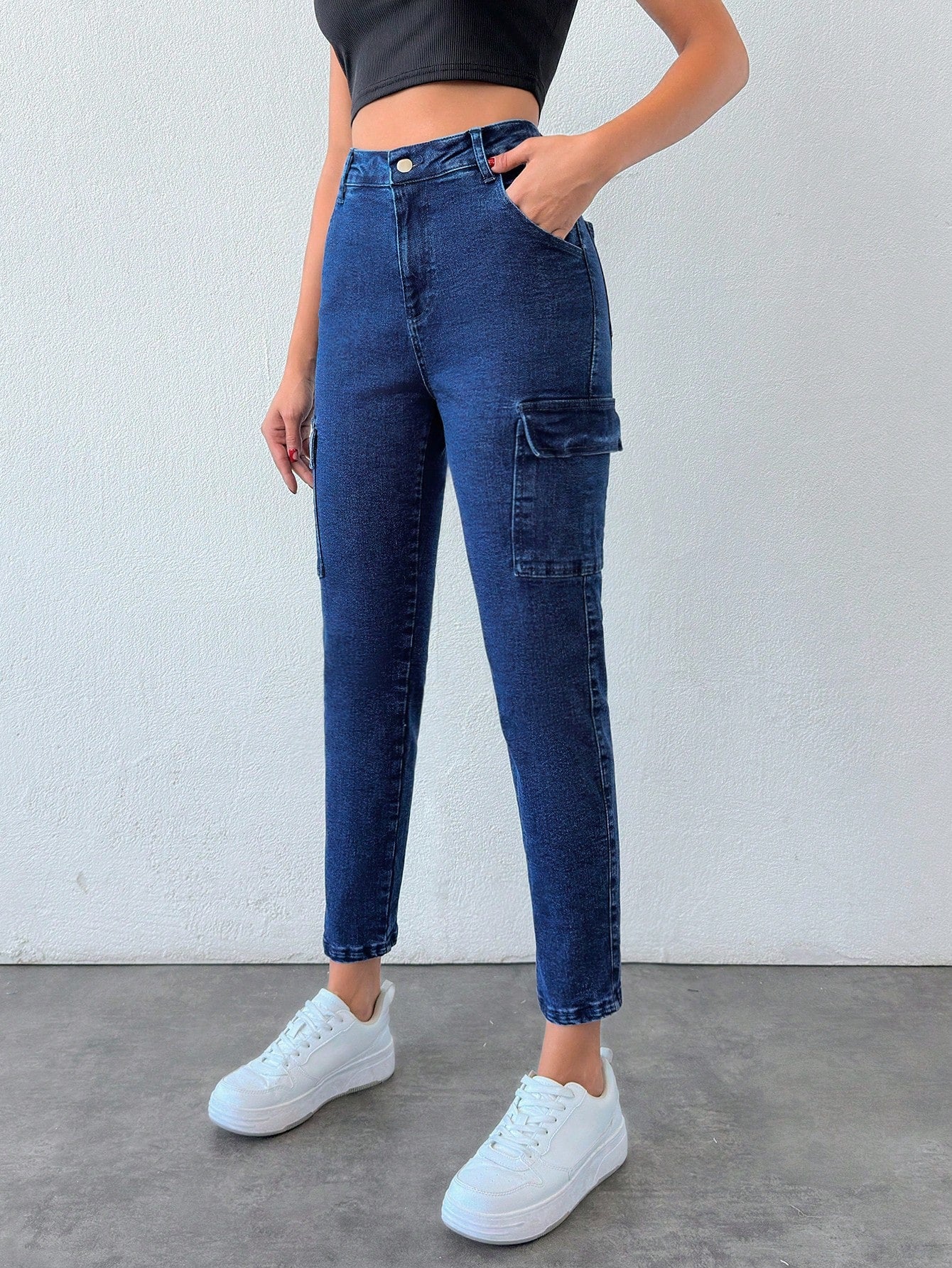 Blugi Cargo, Skinny Fit, Talie Mijlocie