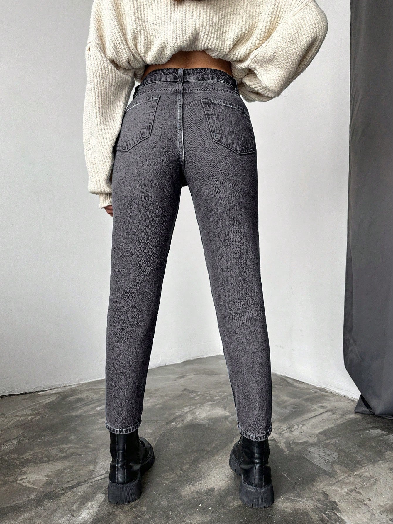 Blugi dama, Cropped, Talie Inalta, Croiala Slim-Fit