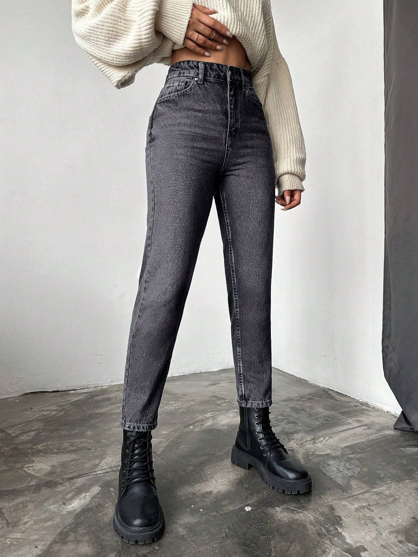 Blugi dama, Cropped, Talie Inalta, Croiala Slim-Fit