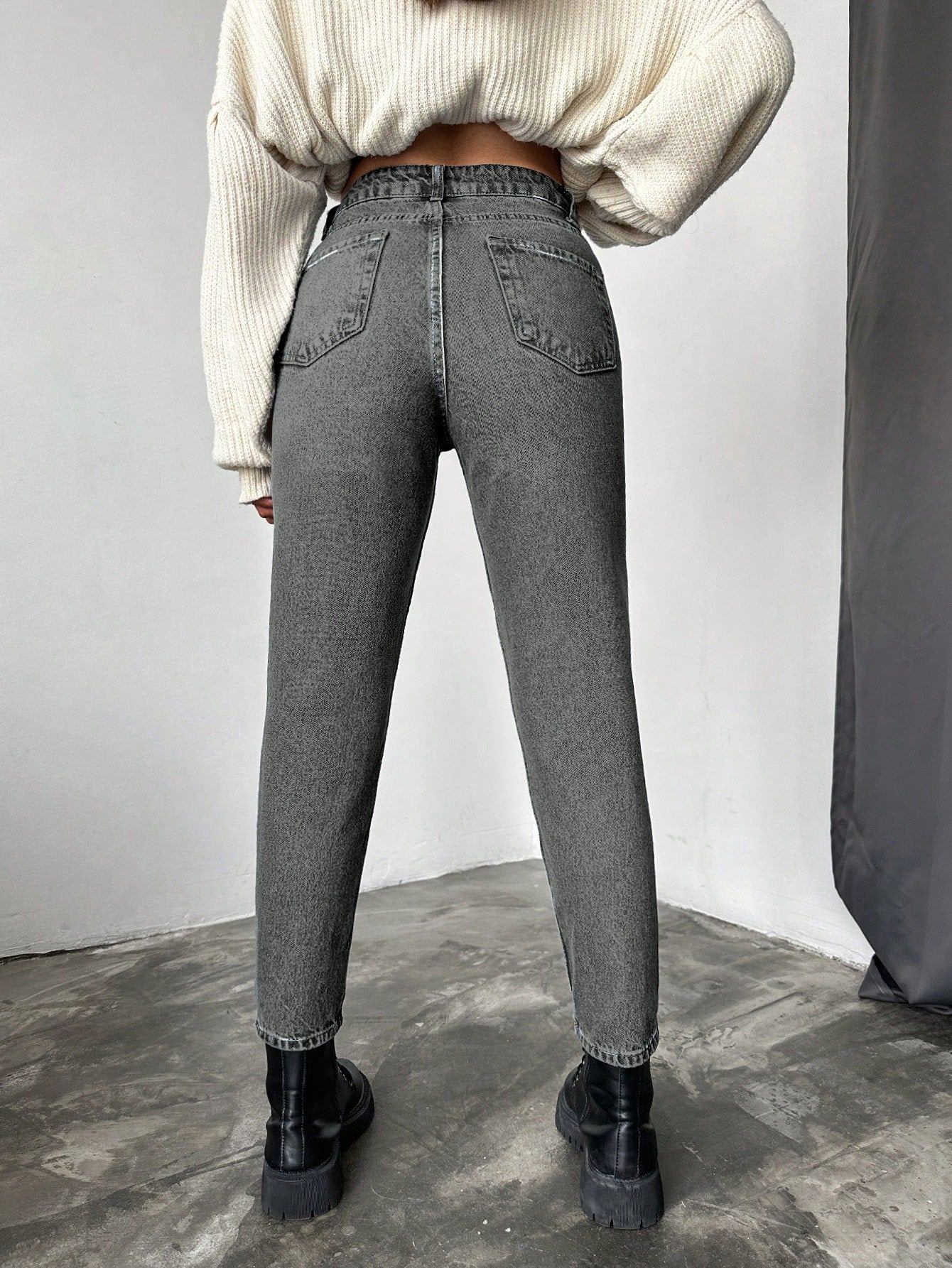 Blugi dama, Cropped, Talie Inalta, Croiala Slim-Fit