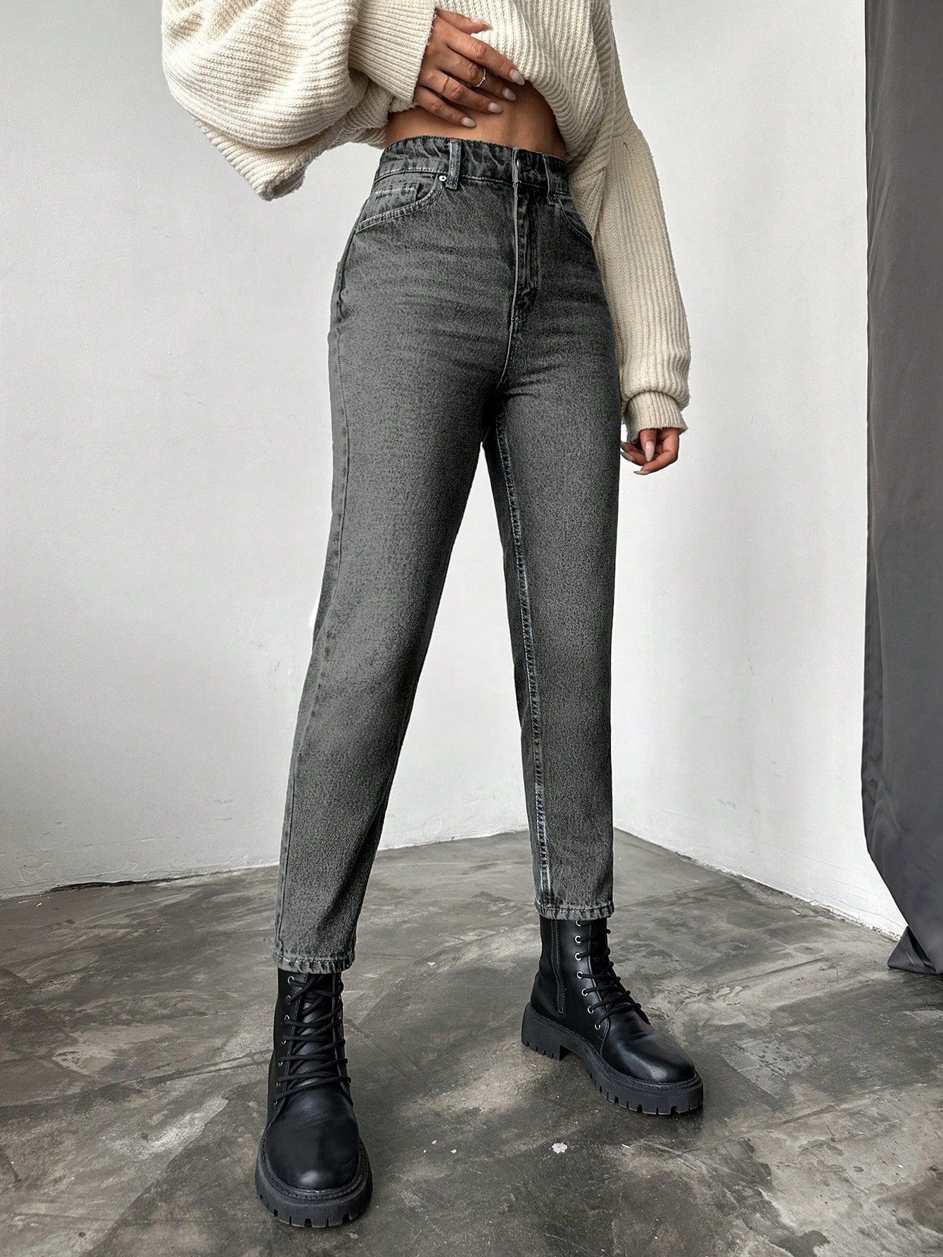 Blugi dama, Cropped, Talie Inalta, Croiala Slim-Fit