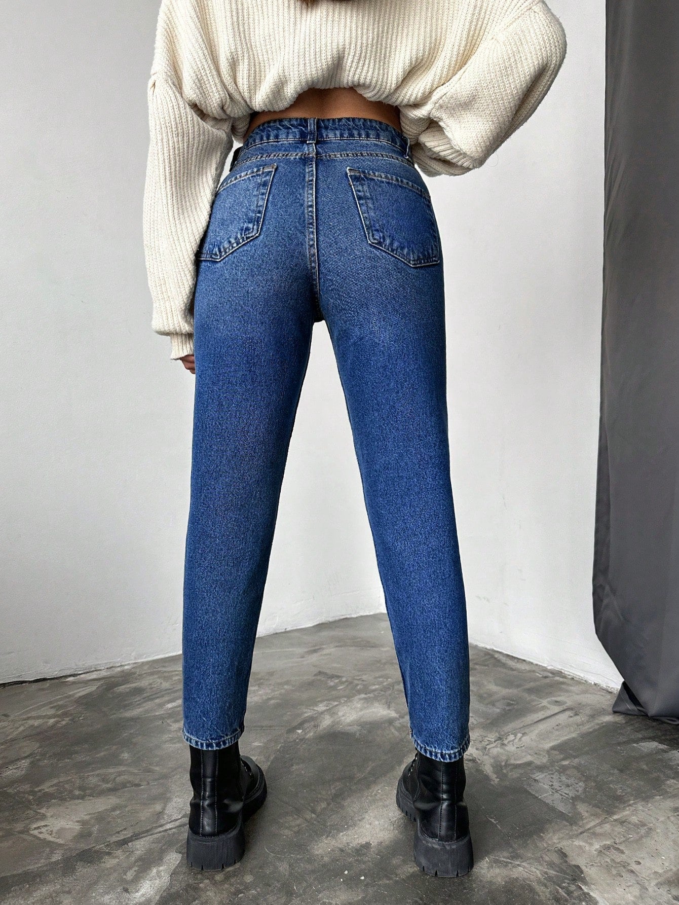 Blugi dama, Cropped, Talie Inalta, Croiala Slim-Fit