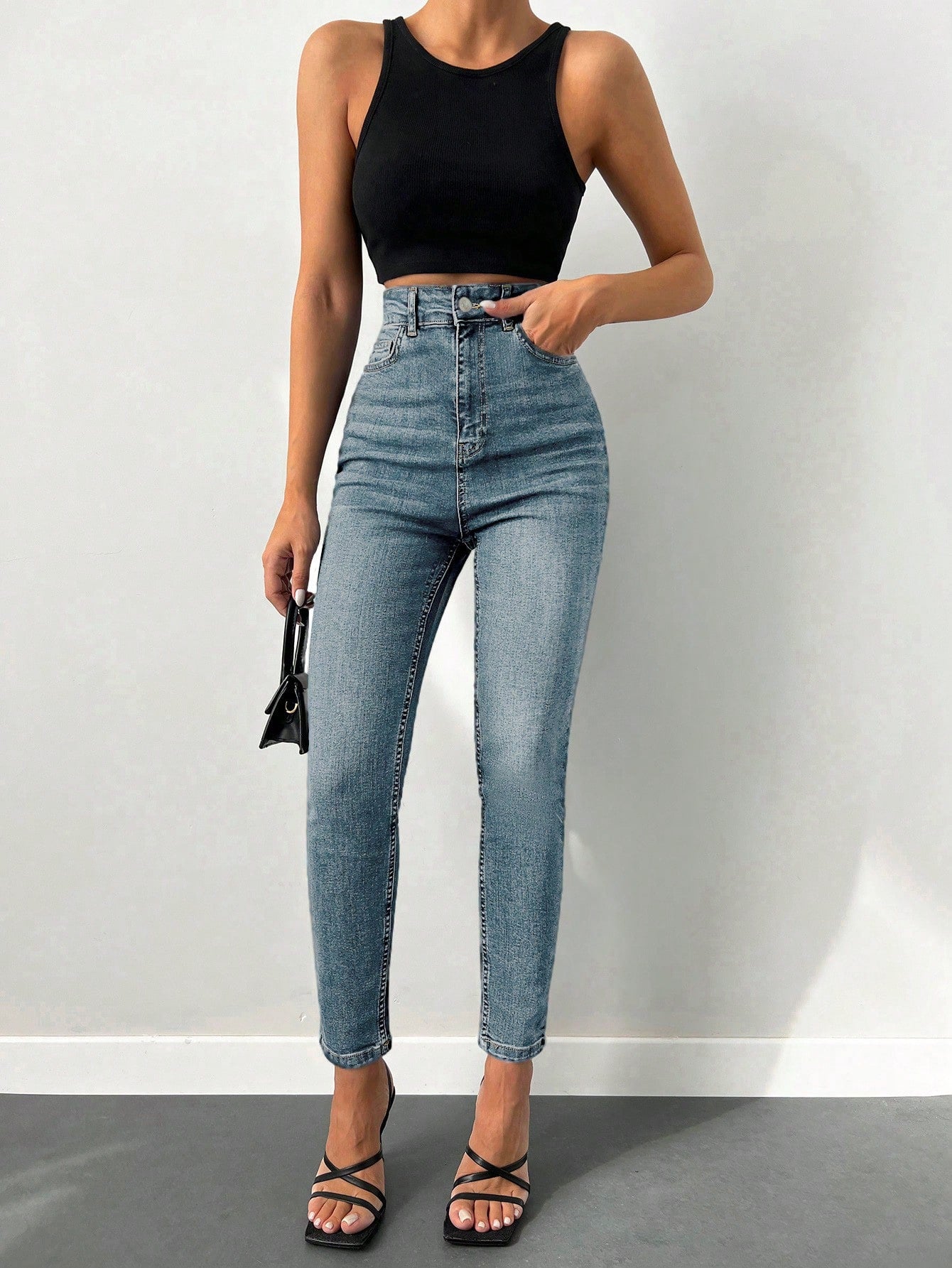 Blugi Dama, Croiala Slim Fit, Talie Super Inalta