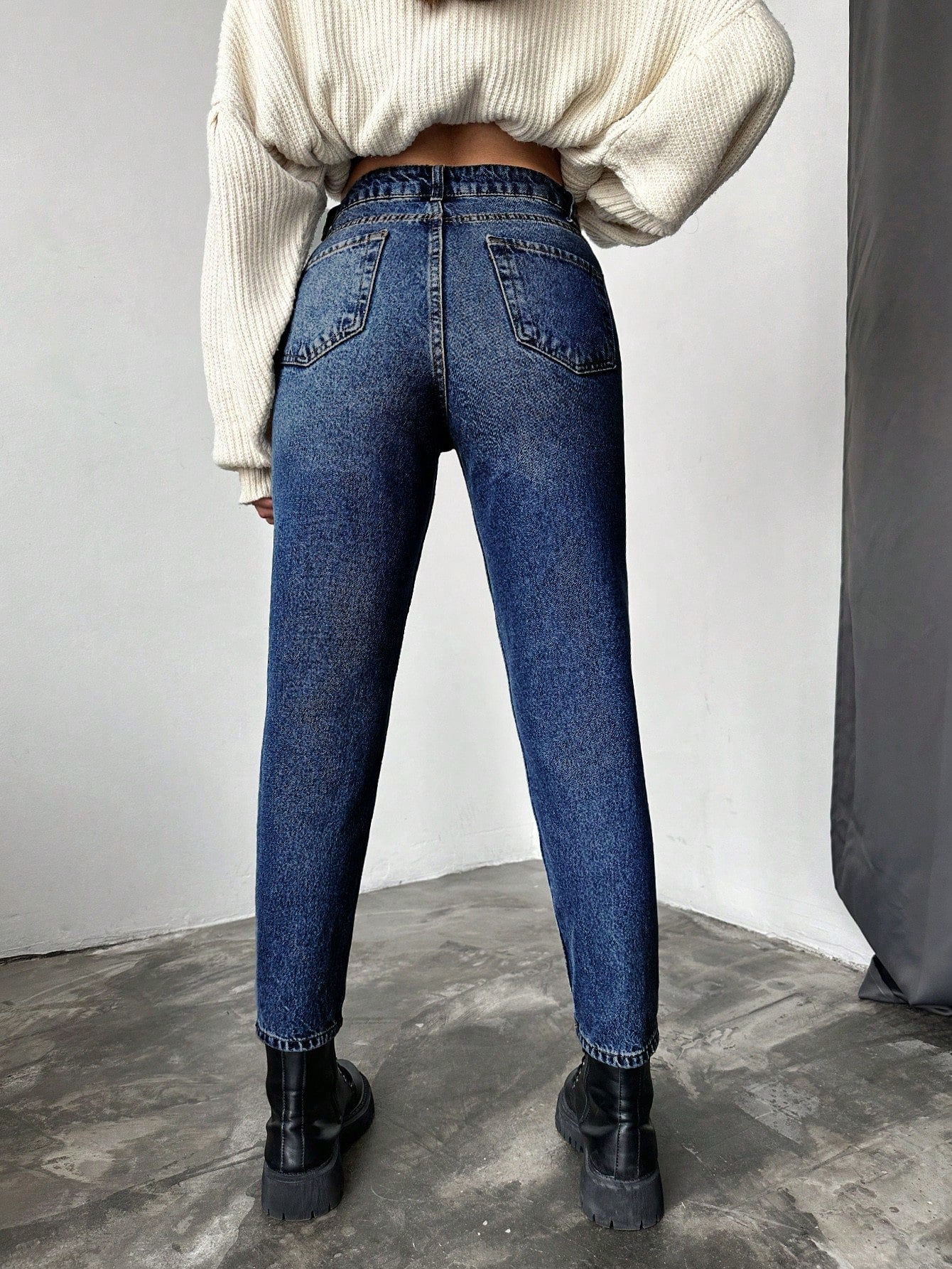 Blugi dama, Cropped, Talie Inalta, Croiala Slim-Fit