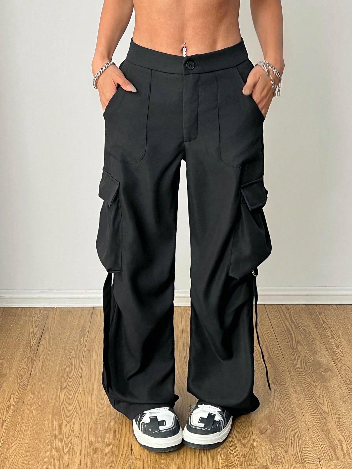 Pantaloni Cargo Dama, Croiala Regular, Talie Inalta