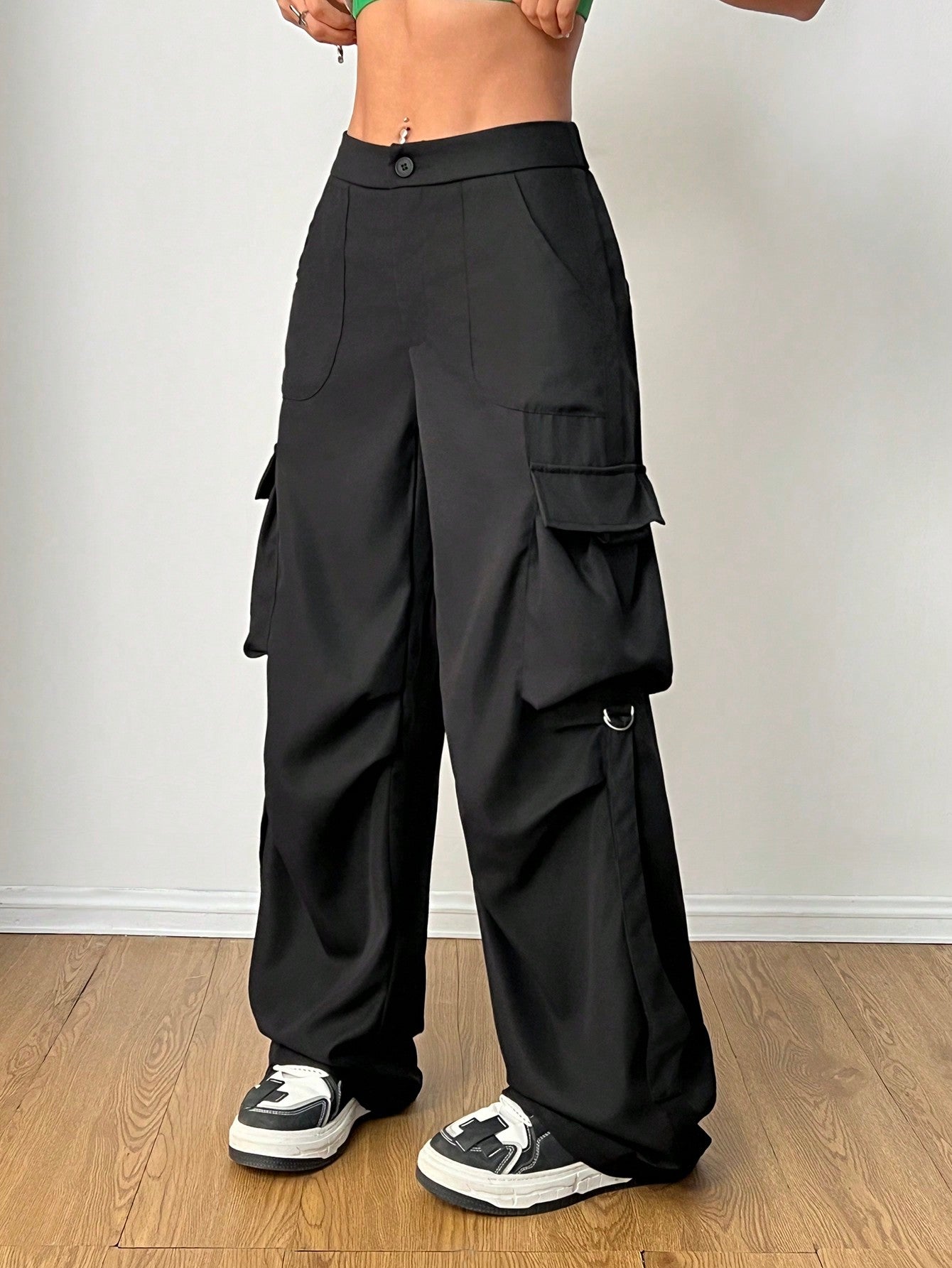 Pantaloni Cargo Dama, Croiala Regular, Talie Inalta