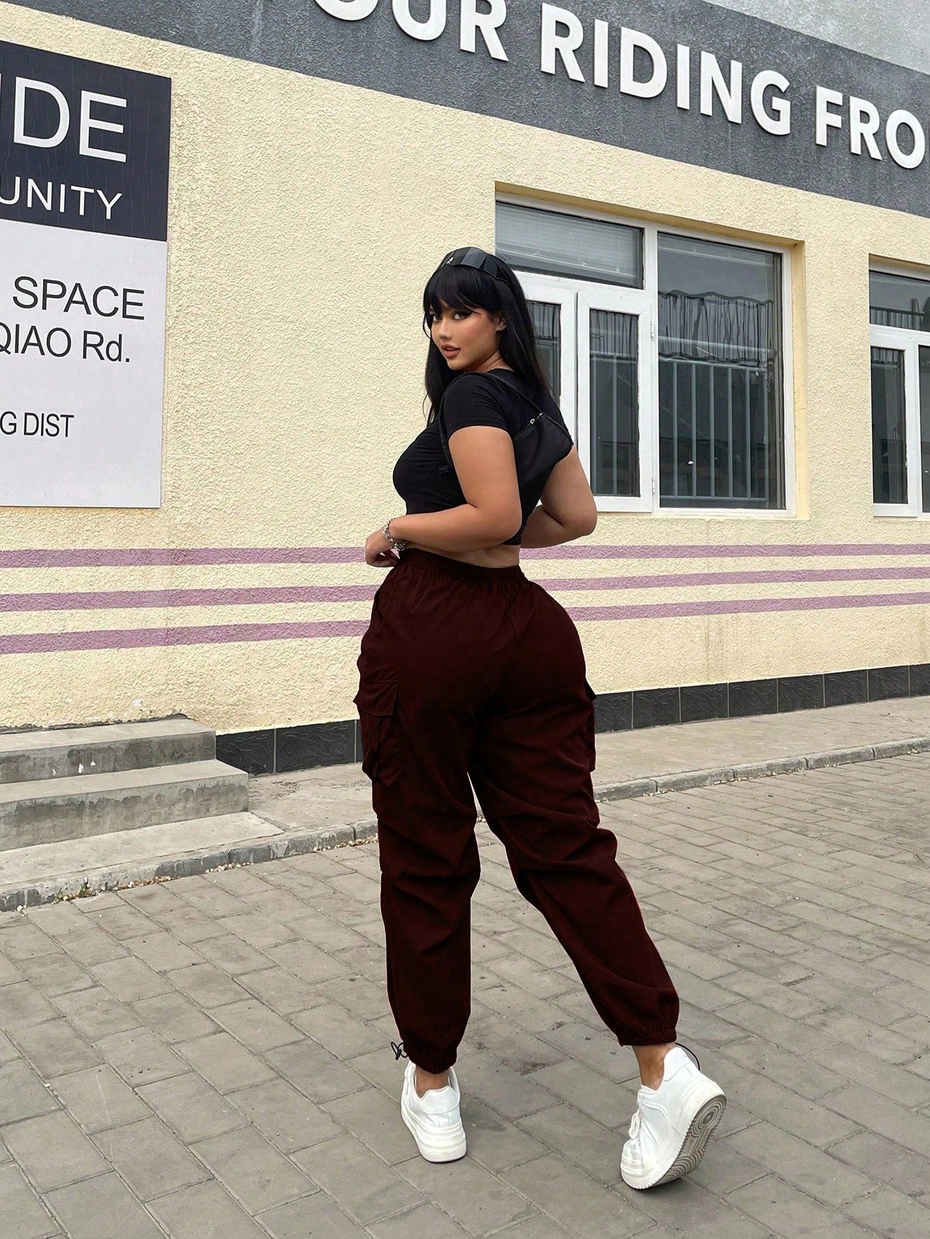 Pantaloni Cargo, PLUS SIZE, Slim Fit, Talie Inalta