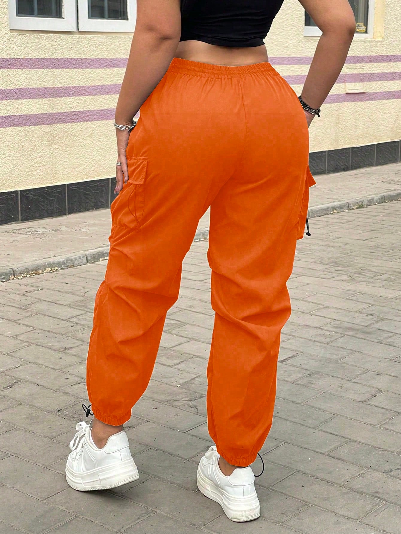 Pantaloni Cargo, PLUS SIZE, Slim Fit, Talie Inalta